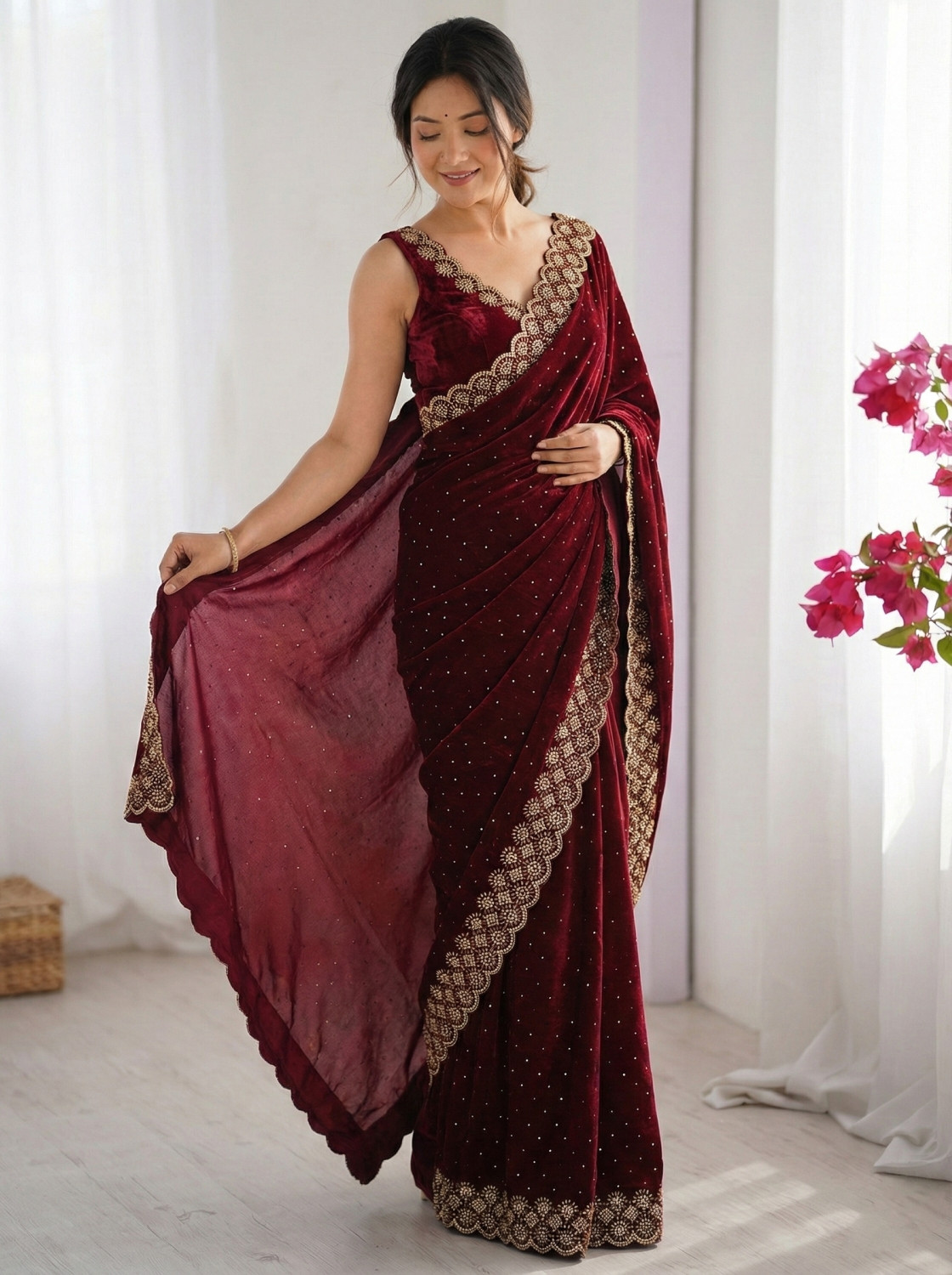Image of Tasrika Embellished, Embroidered Bollywood Silk Blend Saree
