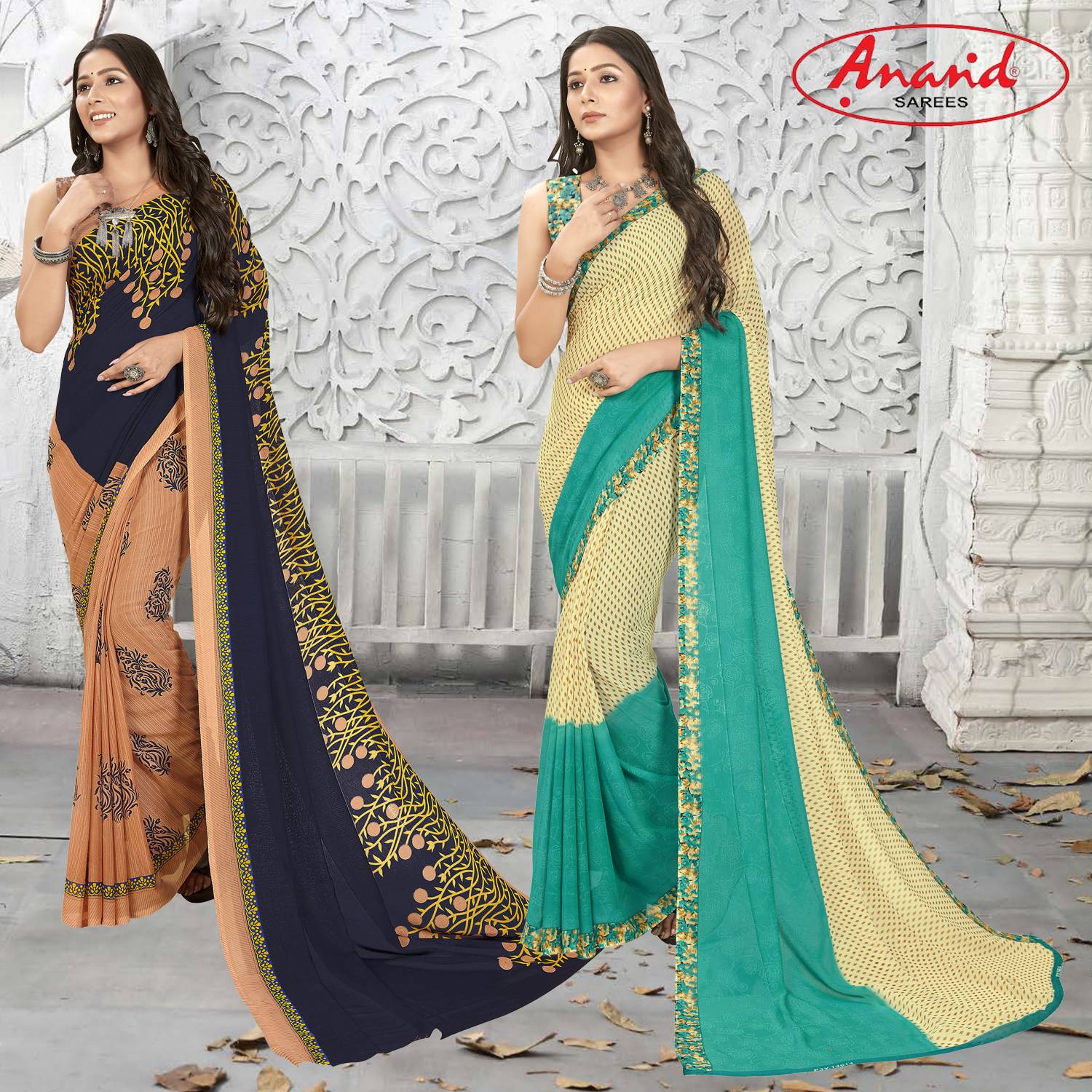 Anand Sarees Ombre, Paisley, Floral Print Daily Wear Georgette Saree