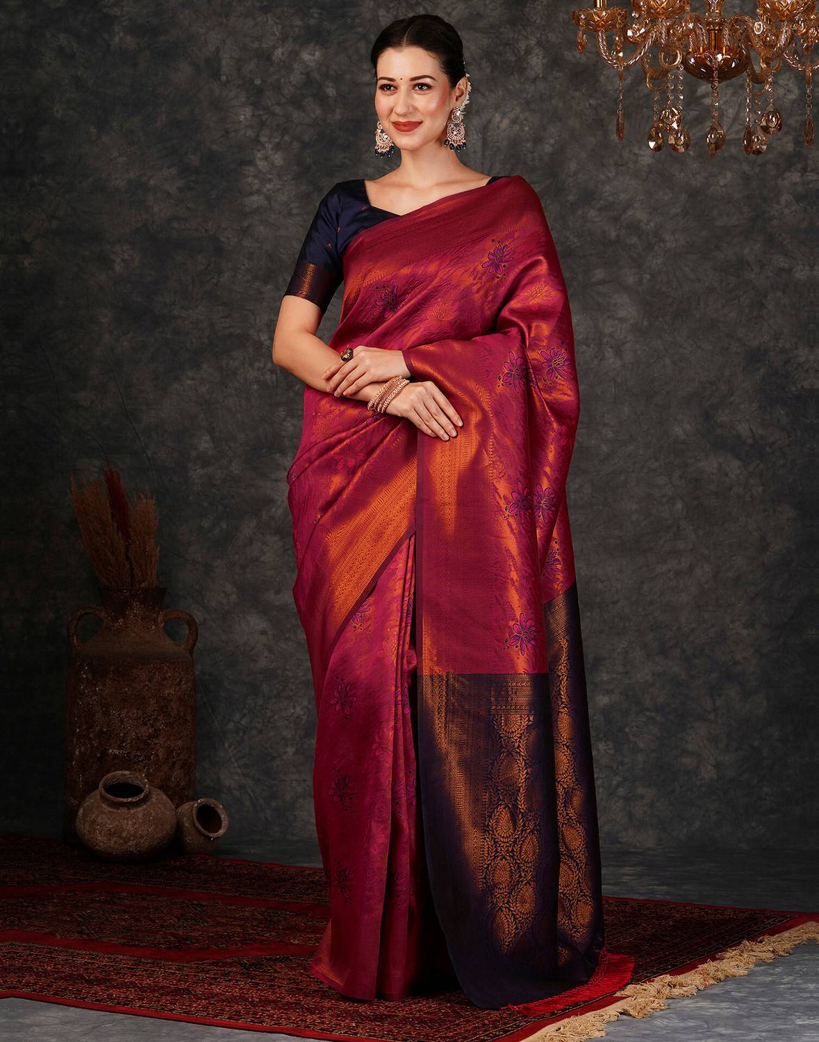 Samah Woven, Embellished, Self Design Banarasi Silk Blend, Jacqua