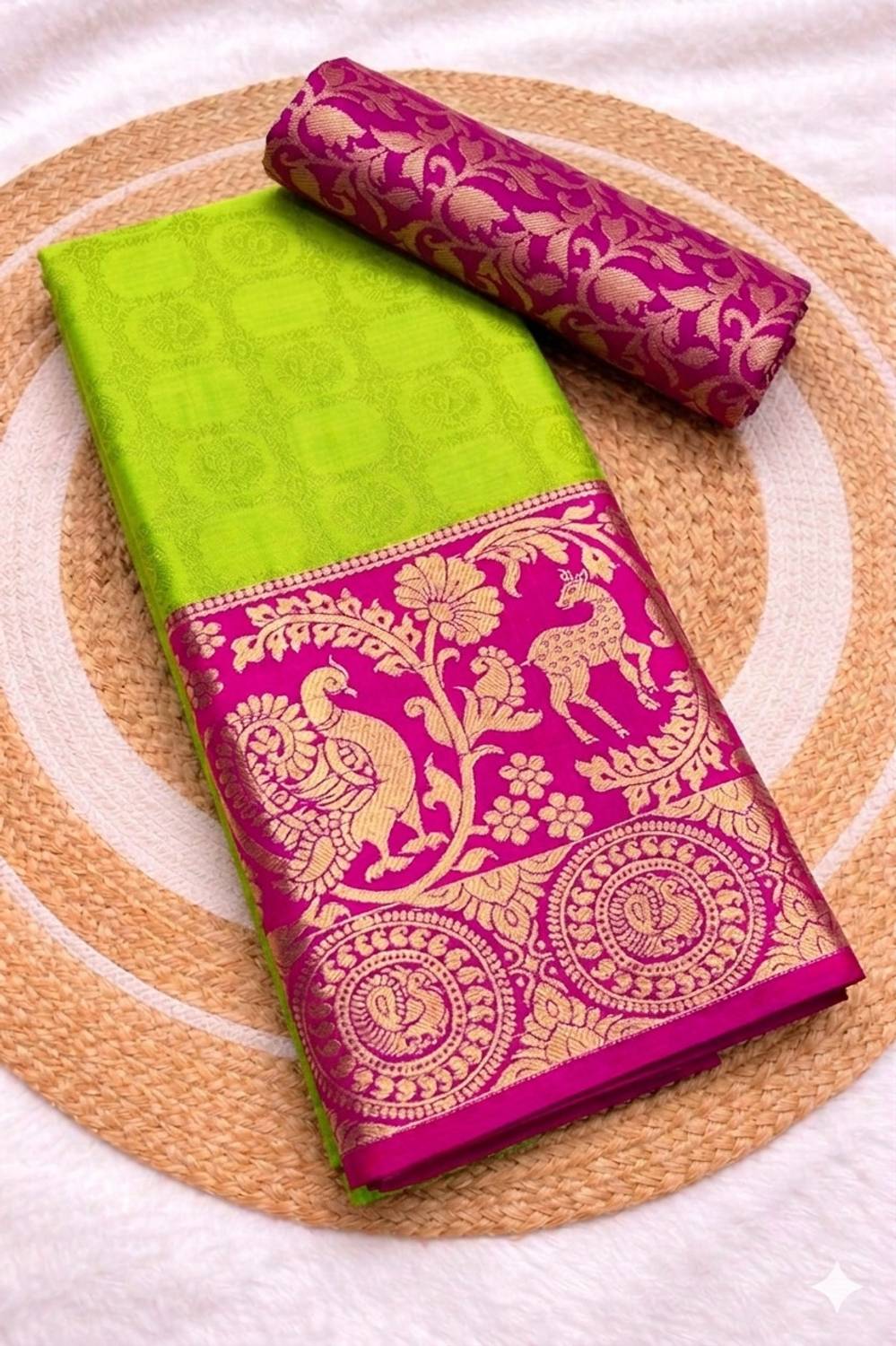 Bombey Velvat Fab Printed Banarasi Cotton Silk, Jimmy Jimmy Saree