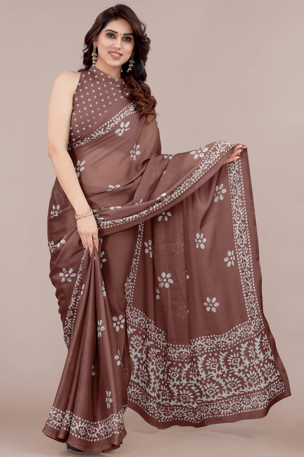 MIRCHI FASHION Printed, Blocked Printed Hand Batik Chiffon, Georg