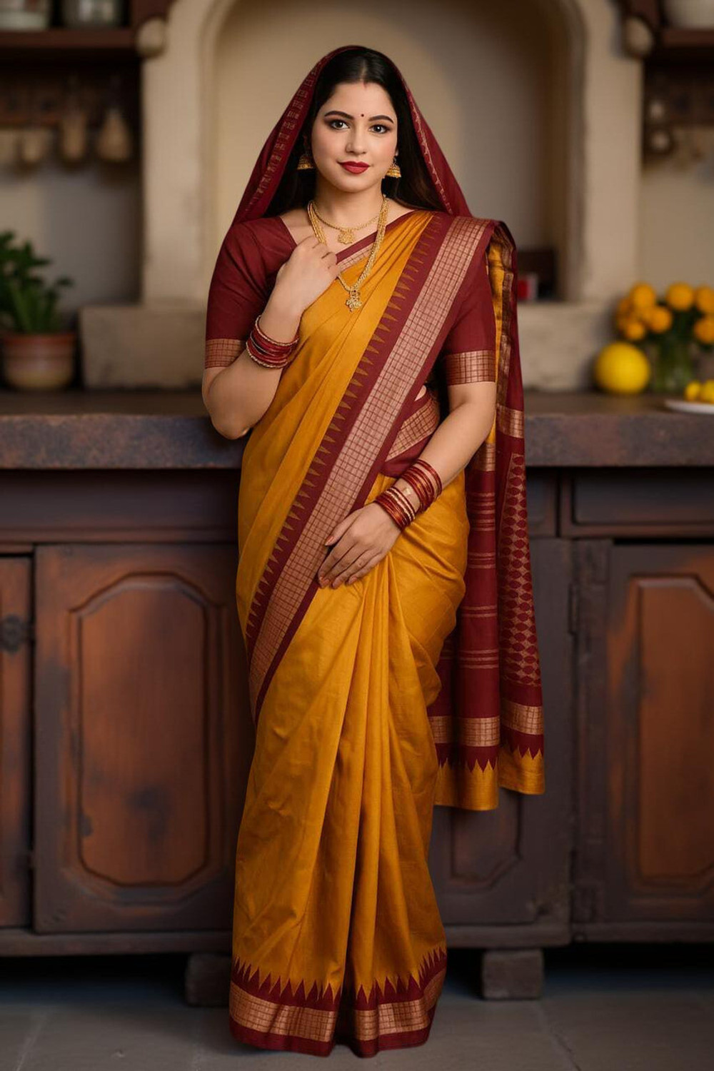 Image of ajmera fashion Temple Border Sambalpuri Art Silk Saree