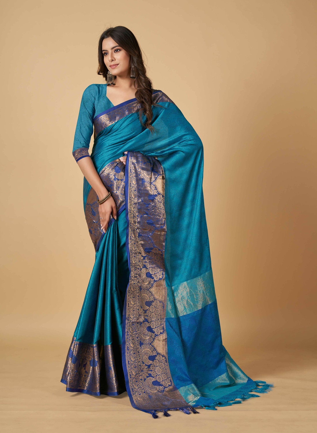 Image of worvox Self Design, Embellished Bollywood Cotton Silk, Pure Cotton Saree