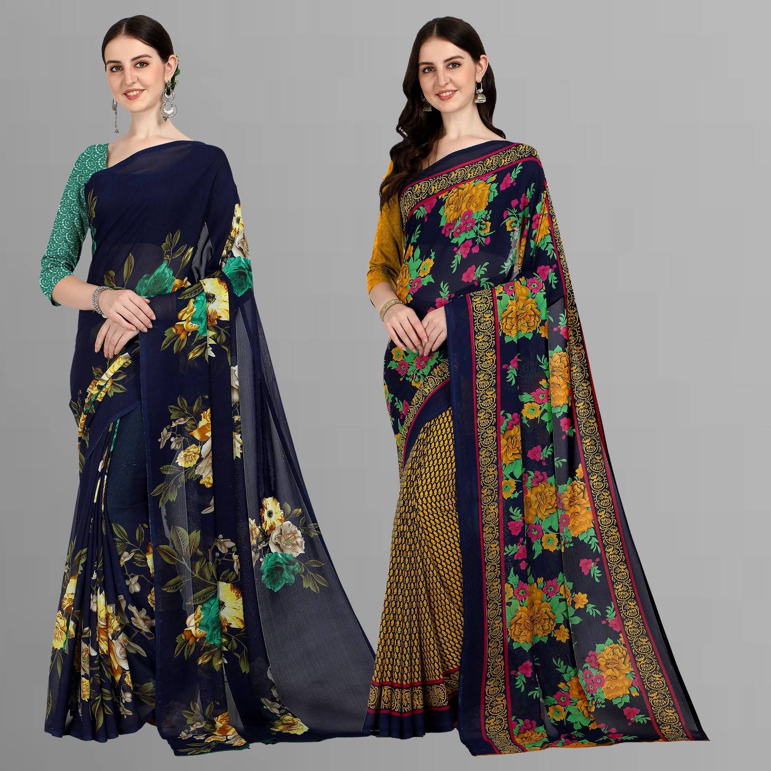 Anand Sarees Floral Print Daily Wear Georgette Saree