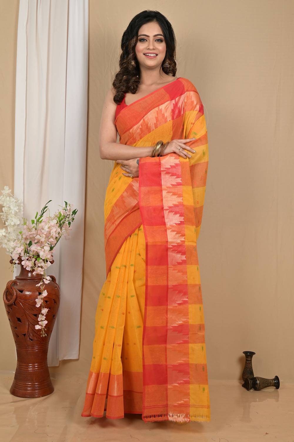 Aanchal Printed Tant Pure Cotton Saree