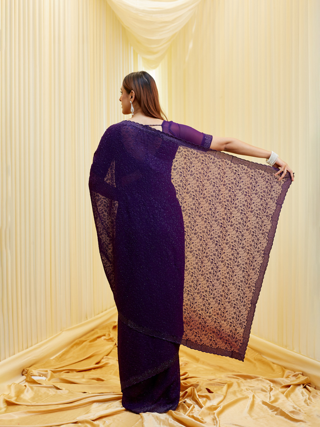 Image of KASEE Embroidered Bollywood Georgette Saree (Purple)