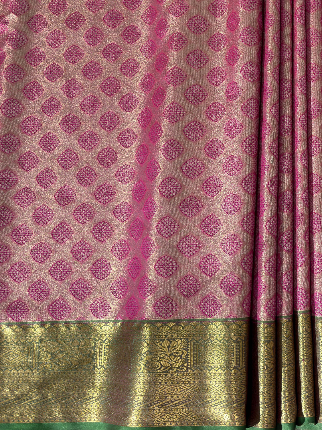 Image of MIMOSA Embellished, Paisley, Temple Border, Woven Kanjivaram Art Silk Saree