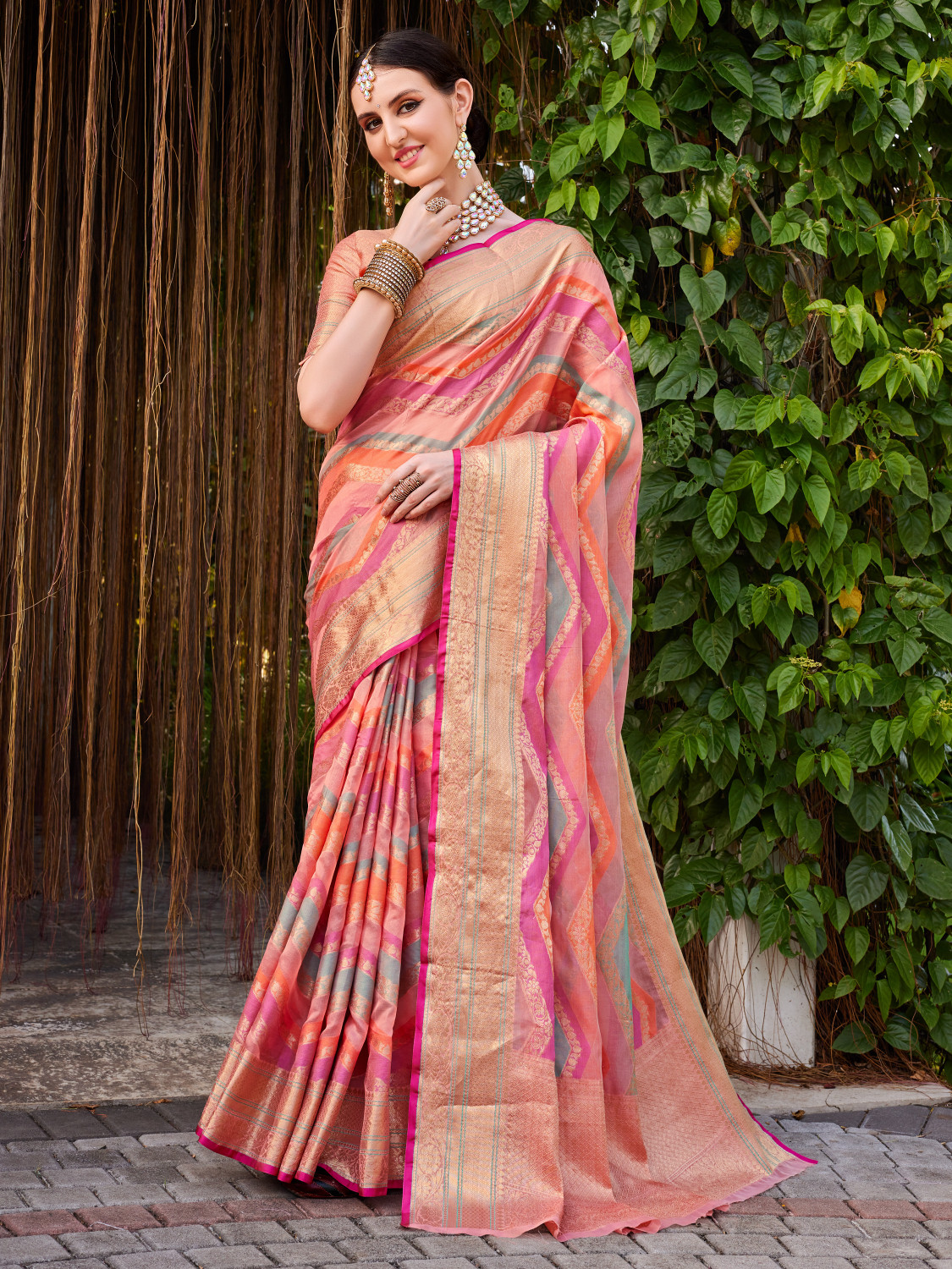 Image of Ethnic Junction Woven Banarasi Silk Blend Saree