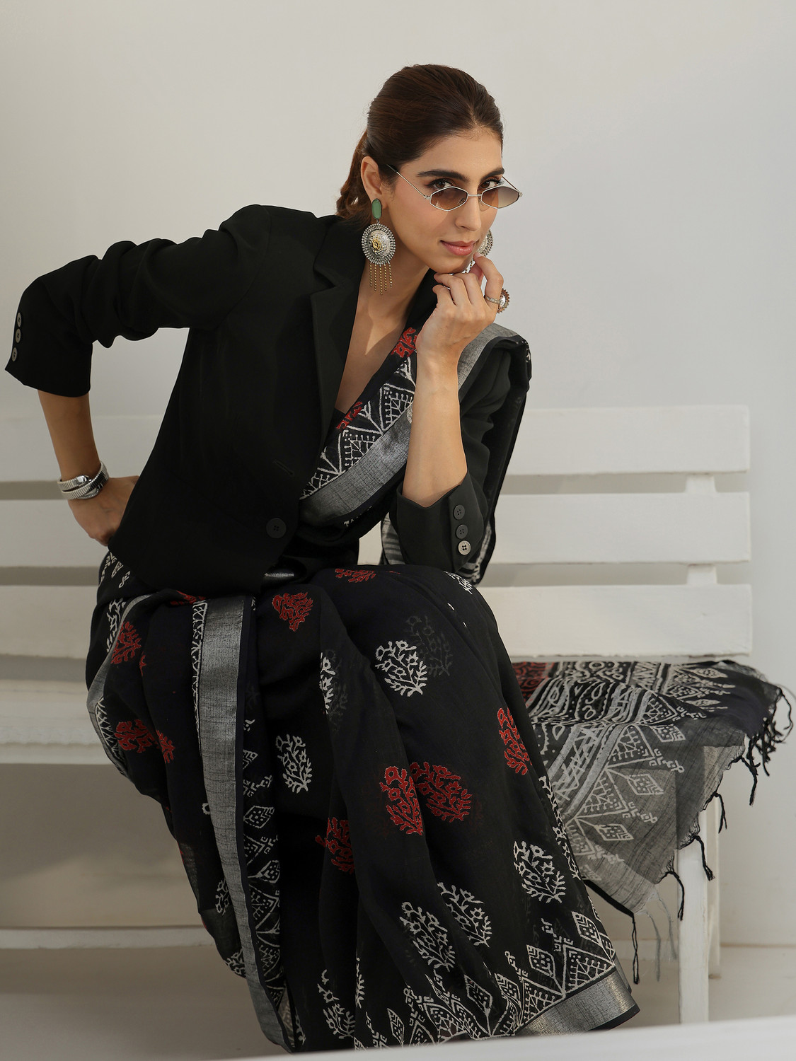 Image of LIBAS Printed Daily Wear Cotton Blend Saree