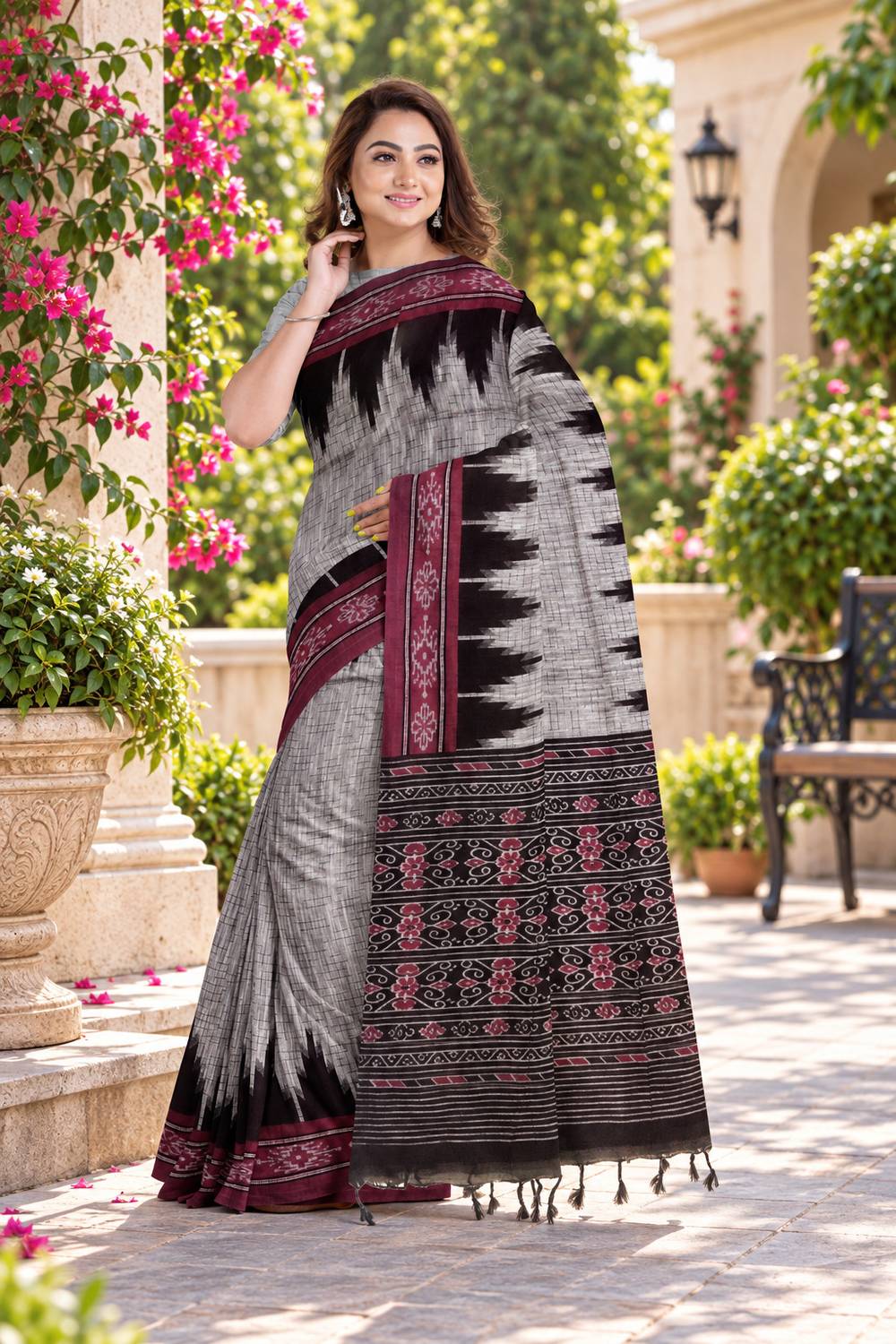 Quetzal Printed Handloom Handloom Pure Cotton Saree