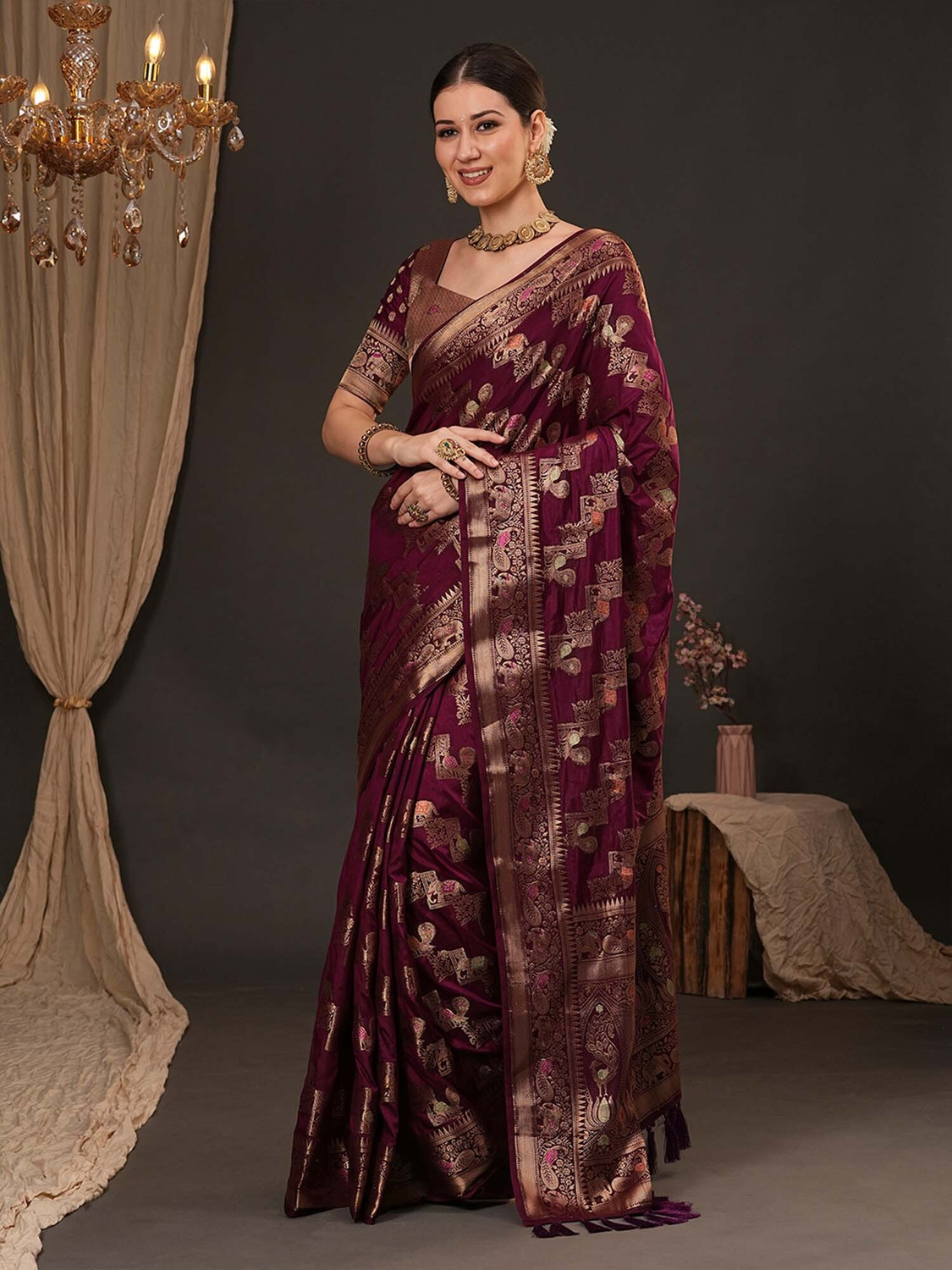 Image of ANOUK Woven Banarasi Silk Blend Saree