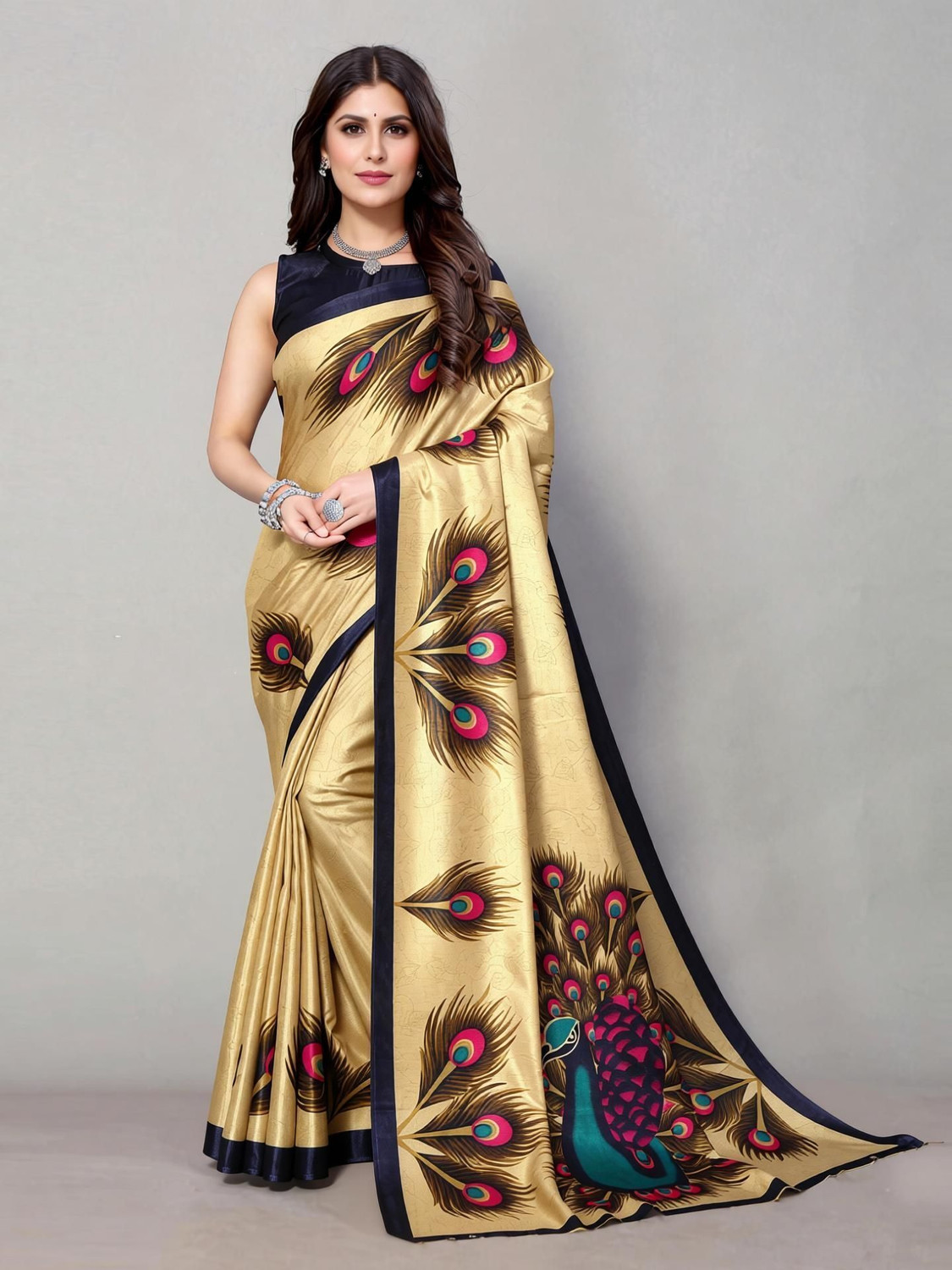 Image of Nirvaan Printed, Floral Print Daily Wear Art Silk Saree