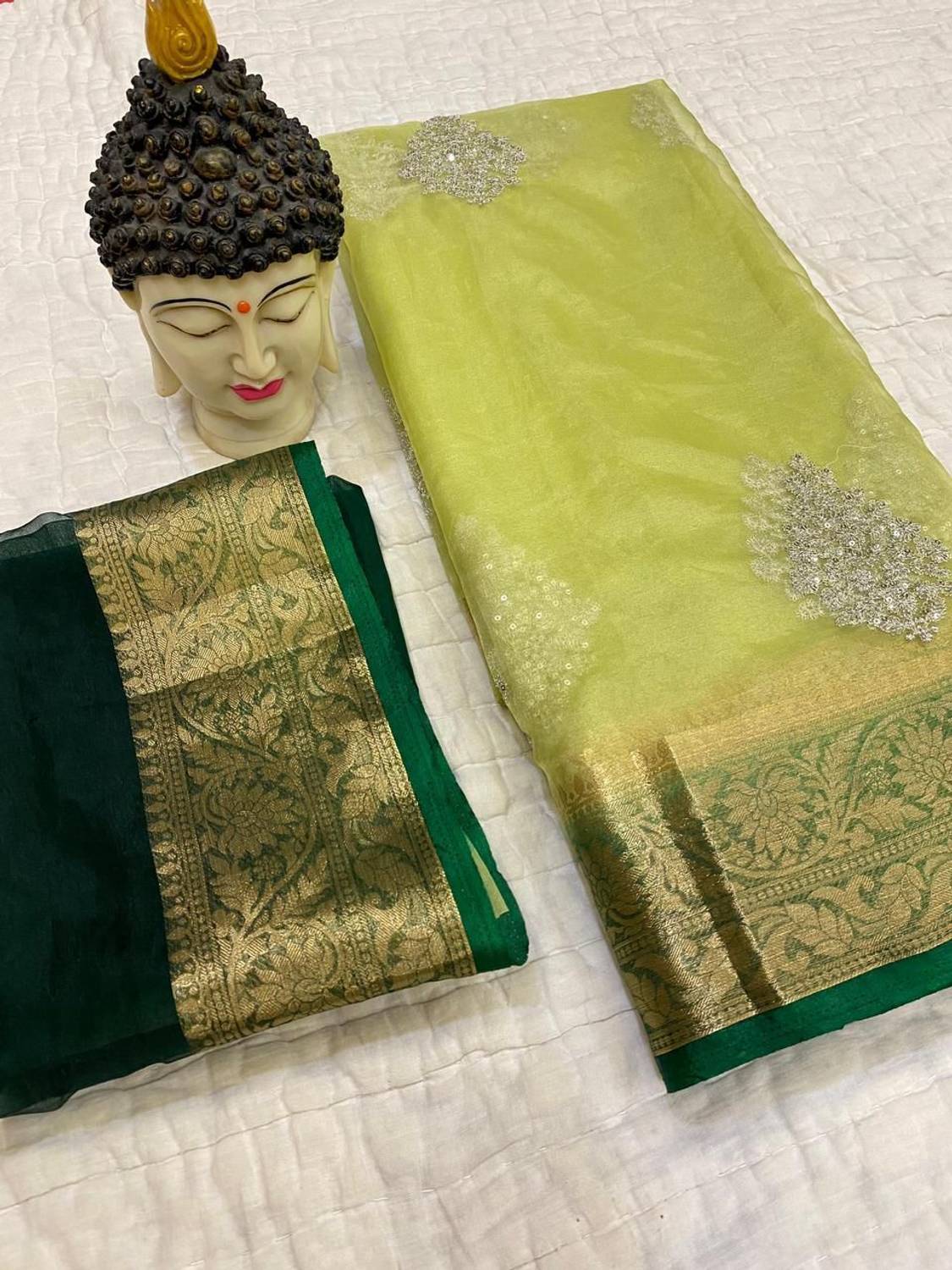 AWRIYA Embroidered Bollywood Organza, Jacquard Saree