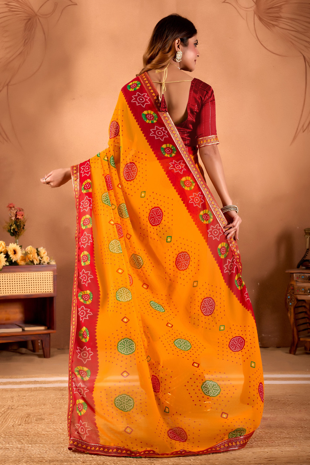 Image of BHAGYAVATI DESIGNER Printed Bandhani Art Silk Saree
