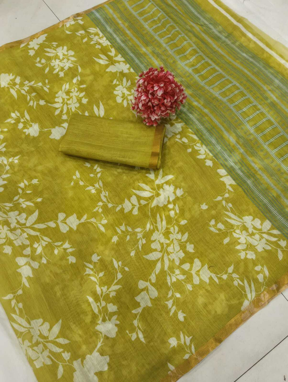 Image of DEVICE of NT Printed, Woven Kanjivaram Pure Cotton, Cotton Linen Saree
