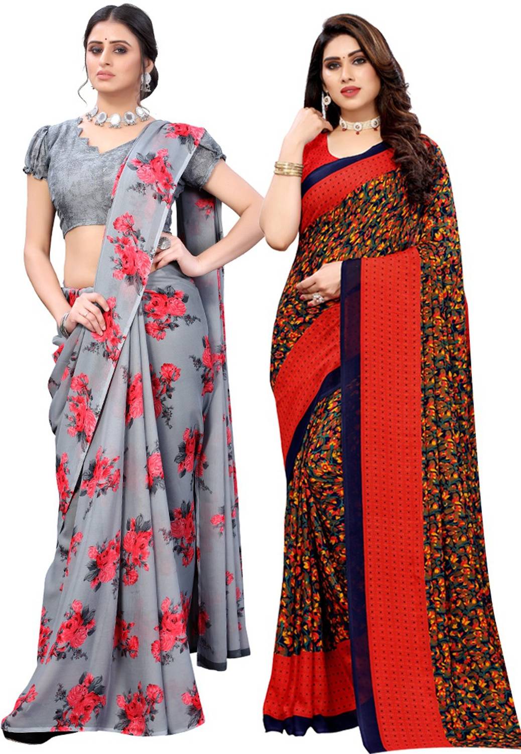 ANIRAV Printed Daily Wear Georgette Saree