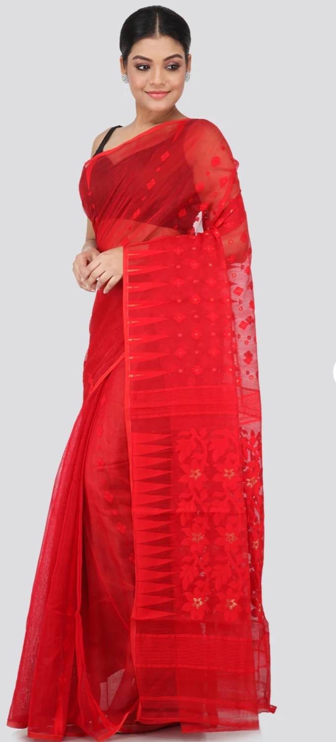 Bholenath textile Woven Jamdani Cotton Silk Saree