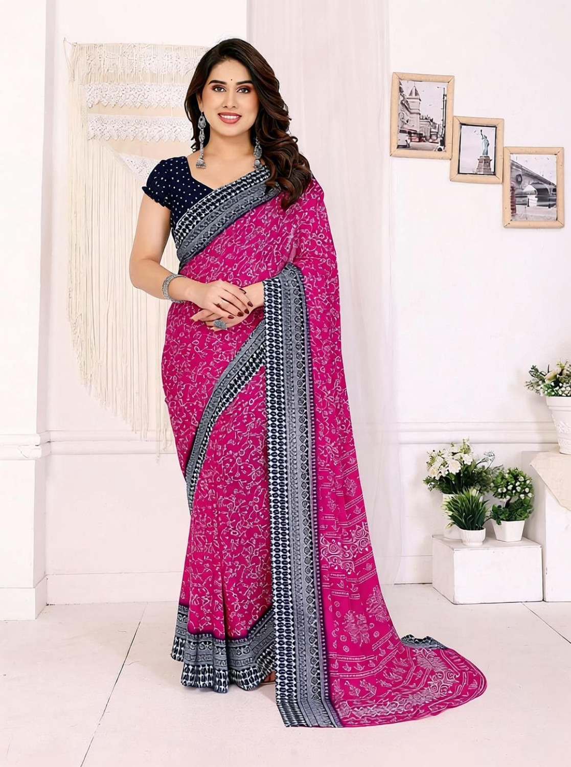 Image of Anand Sarees Printed Daily Wear Georgette Saree