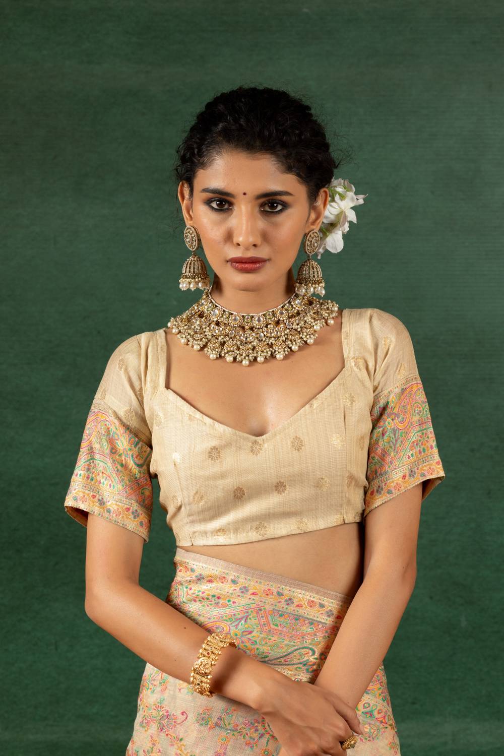 WEAVEKAARI Woven Handloom Pure Cotton Saree Beige - Image 5