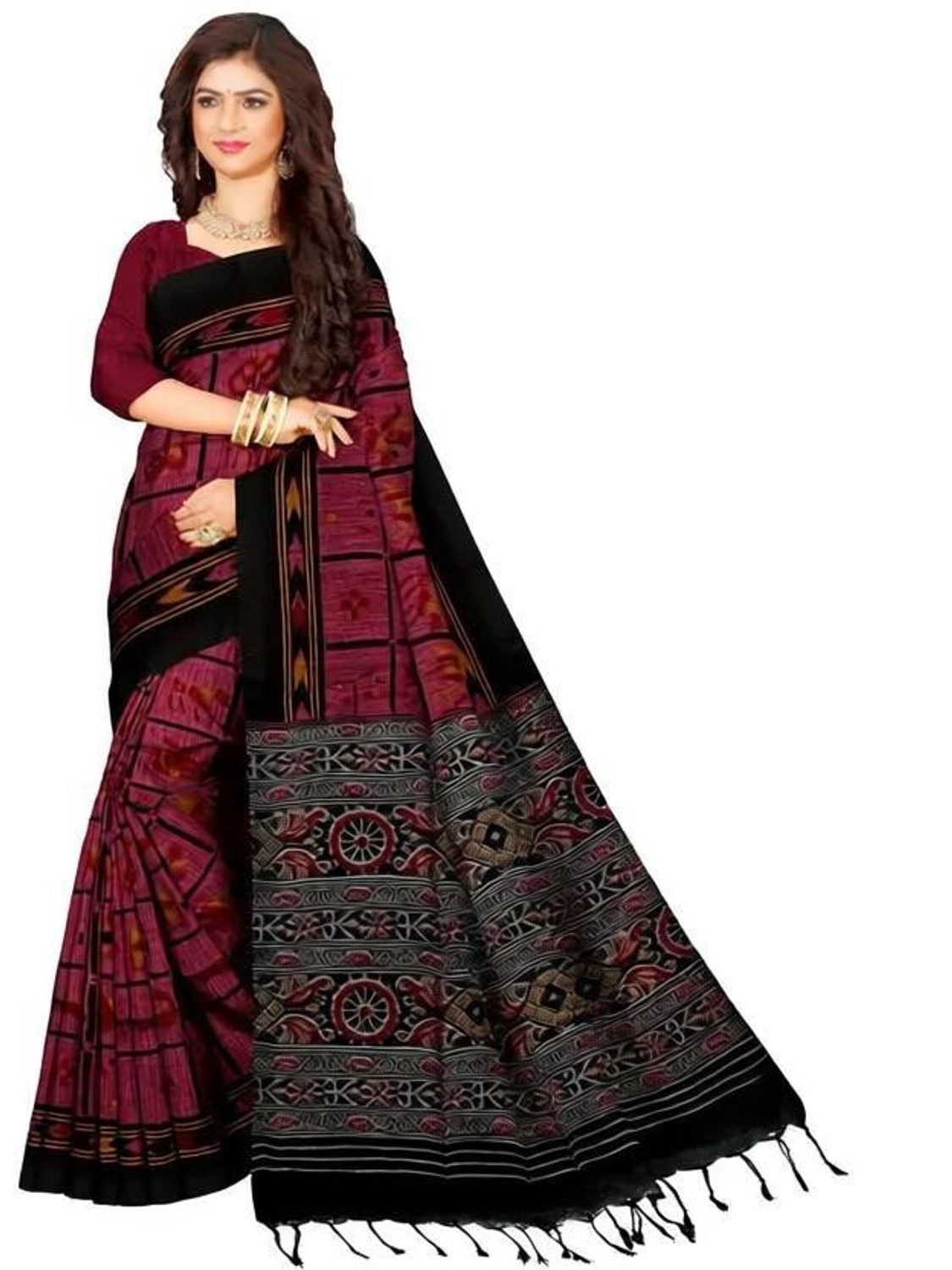 Image of Joyguru Textile Printed Sambalpuri Pure Cotton Saree