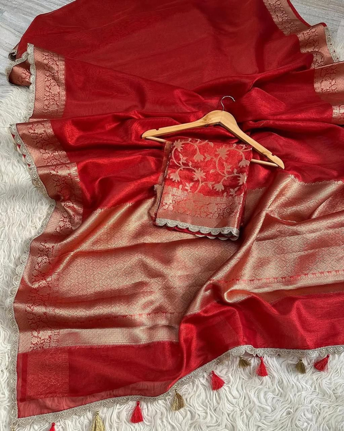 Image of RB Fashion Woven Banarasi Tissue Saree