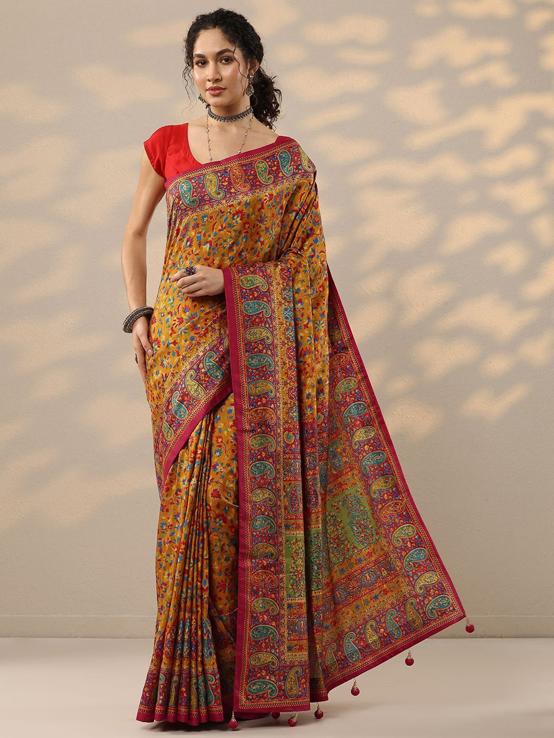 Image of LIBAS Printed Daily Wear Silk Blend Saree