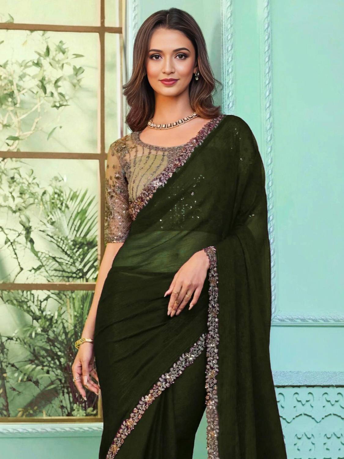 KalyaniTextile Embroidered Daily Wear Chiffon Saree