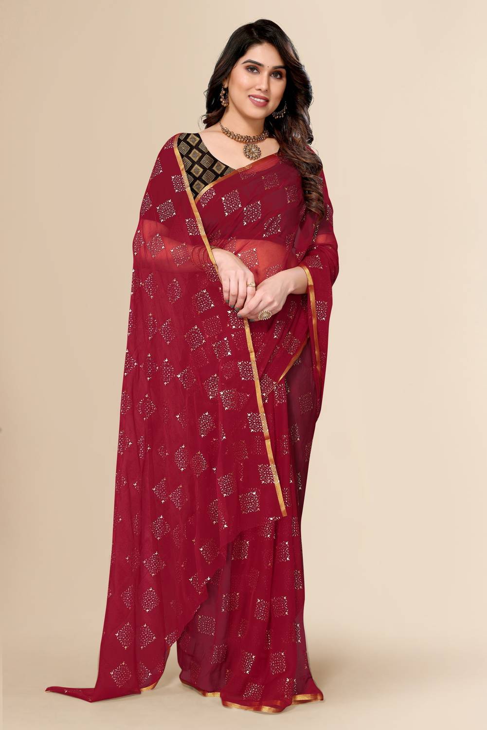 ABRUZZO Printed Daily Wear Chiffon Saree