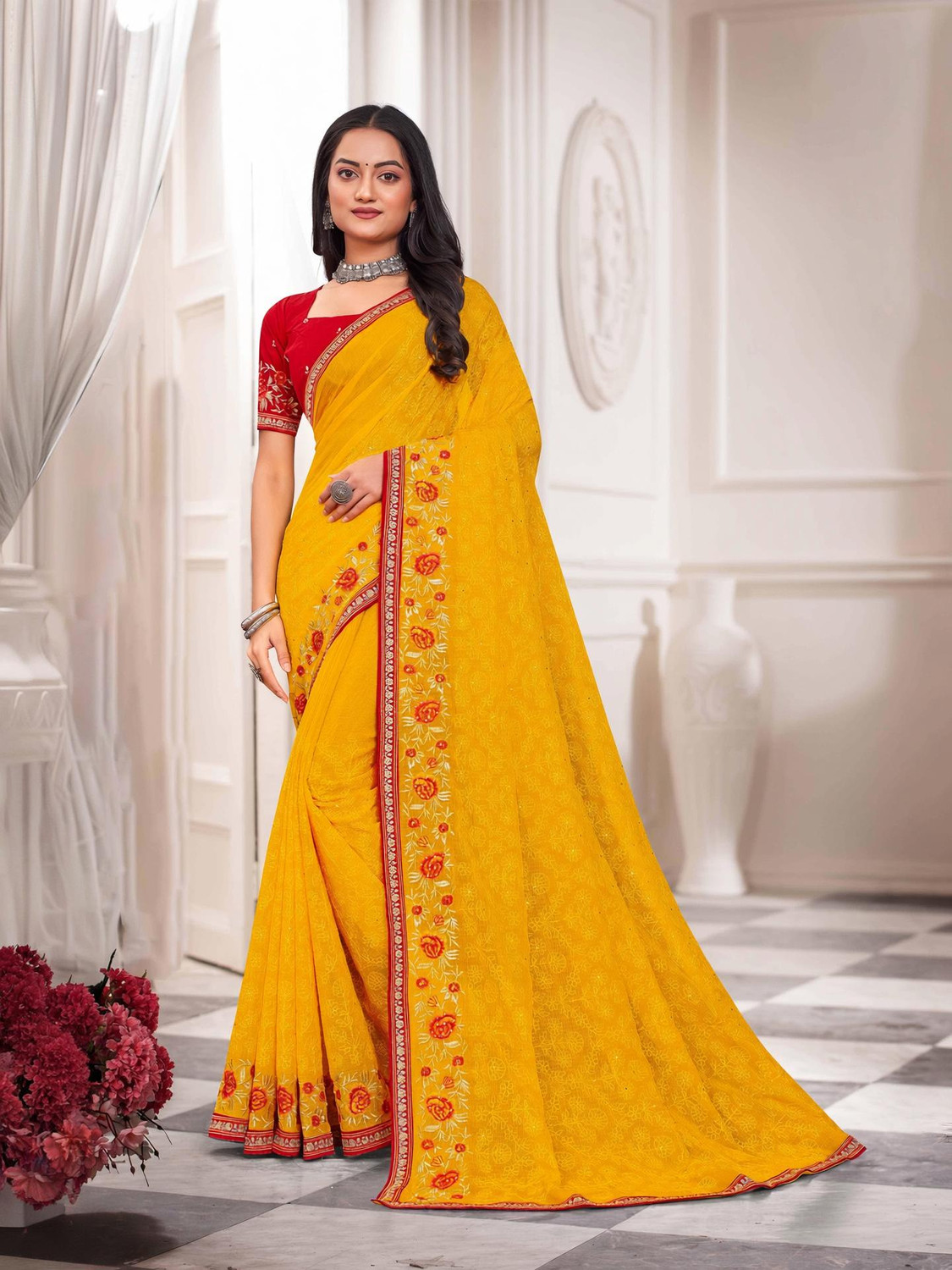 Image of Laxmipati sarees Embroidered Bollywood Silk Blend Saree