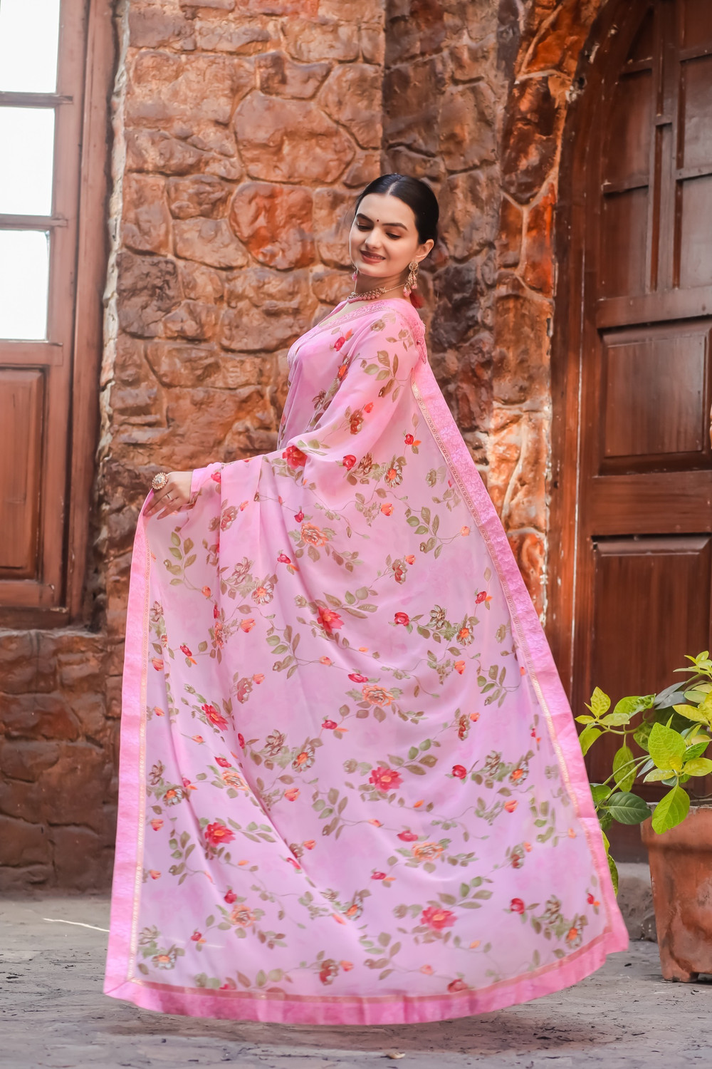 Image of bhavika silk mills Printed Daily Wear Georgette Saree