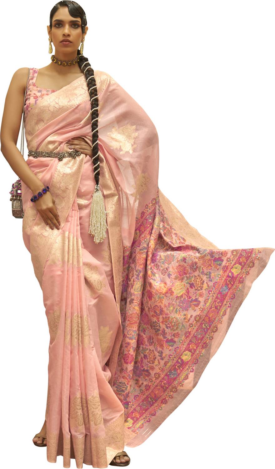 Akhilam Embroidered Chanderi Silk Blend Saree