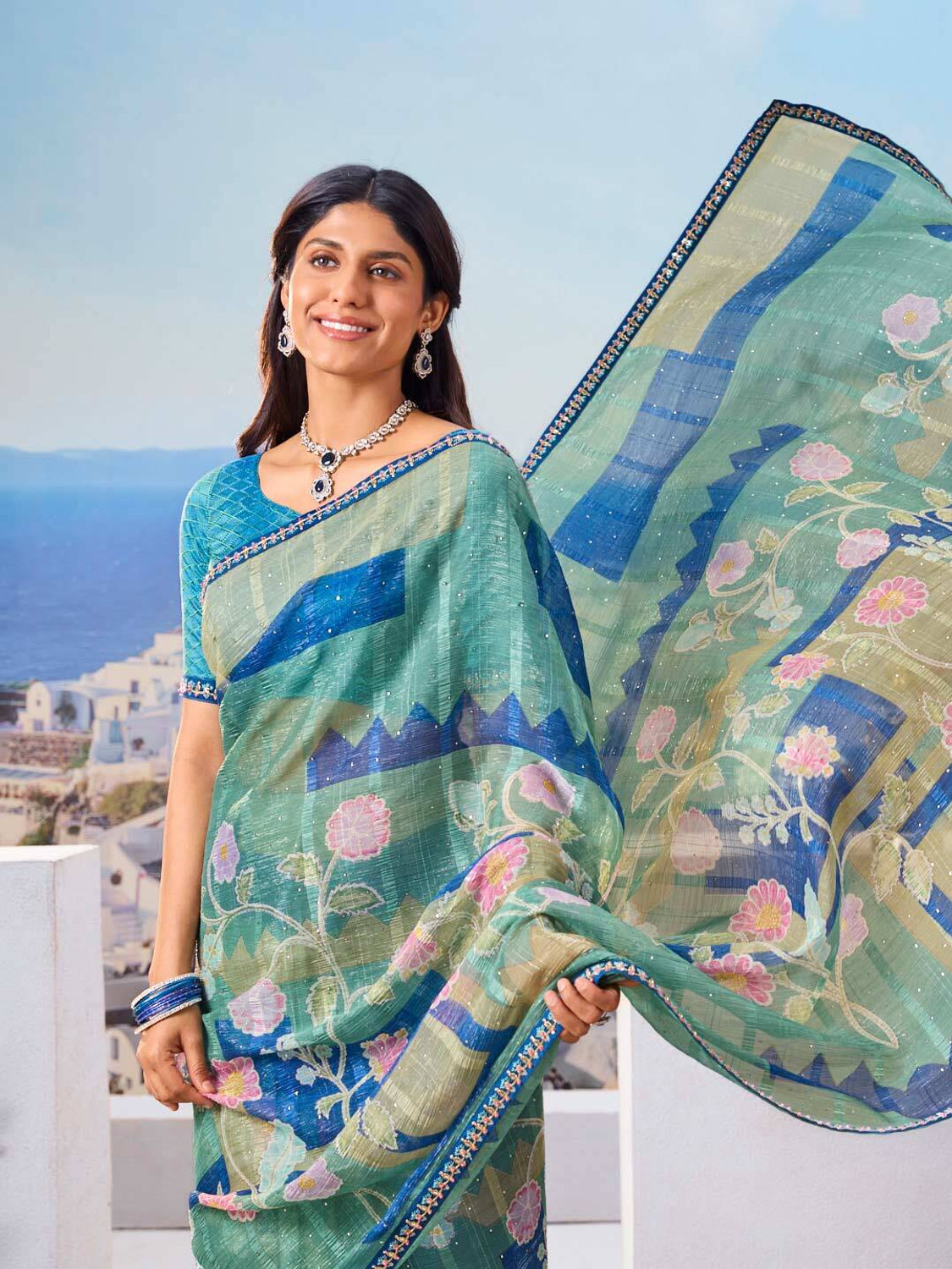 Image of Laxmipati sarees Printed Bollywood Chiffon Saree