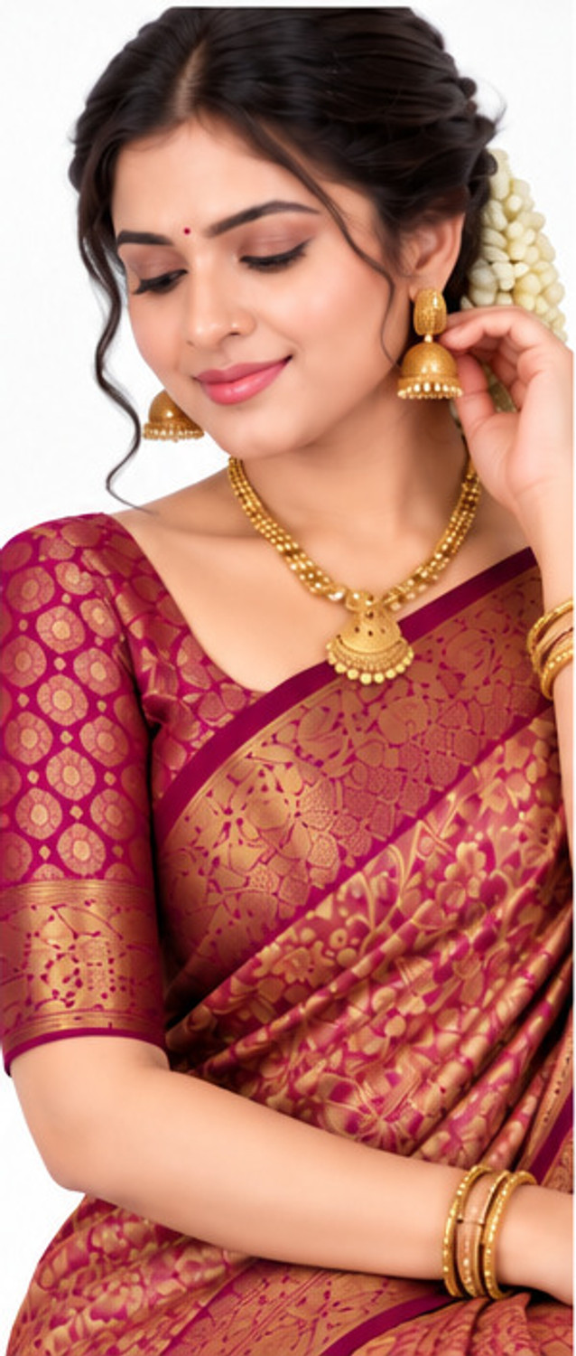 Image of FreshStart Woven Kanjivaram Silk Blend, Brocade Saree