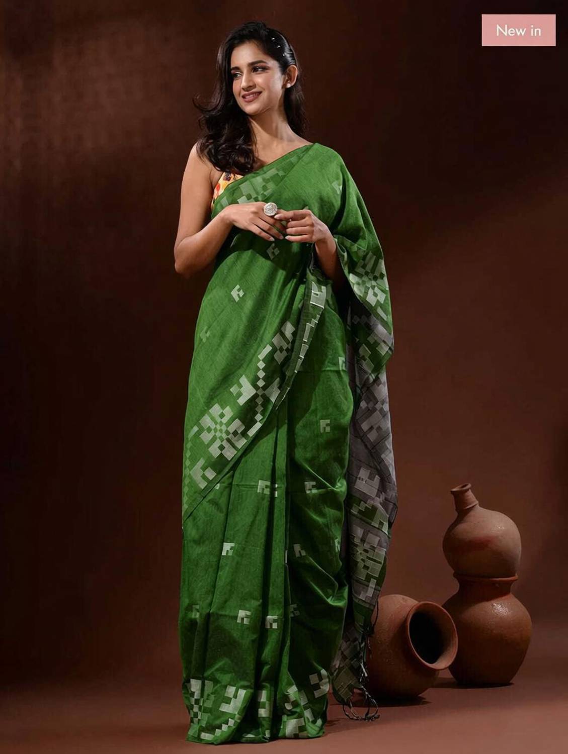 sourav biswas Woven Handloom Viscose Rayon, Pure Cotton Saree