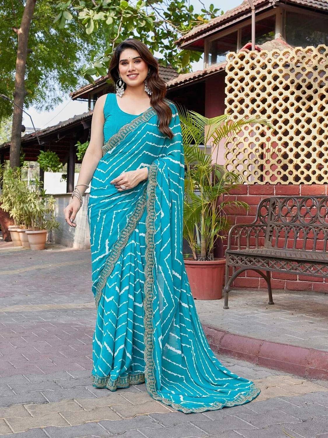 AAI LAXMI CREATION Embroidered Bandhani Georgette Saree