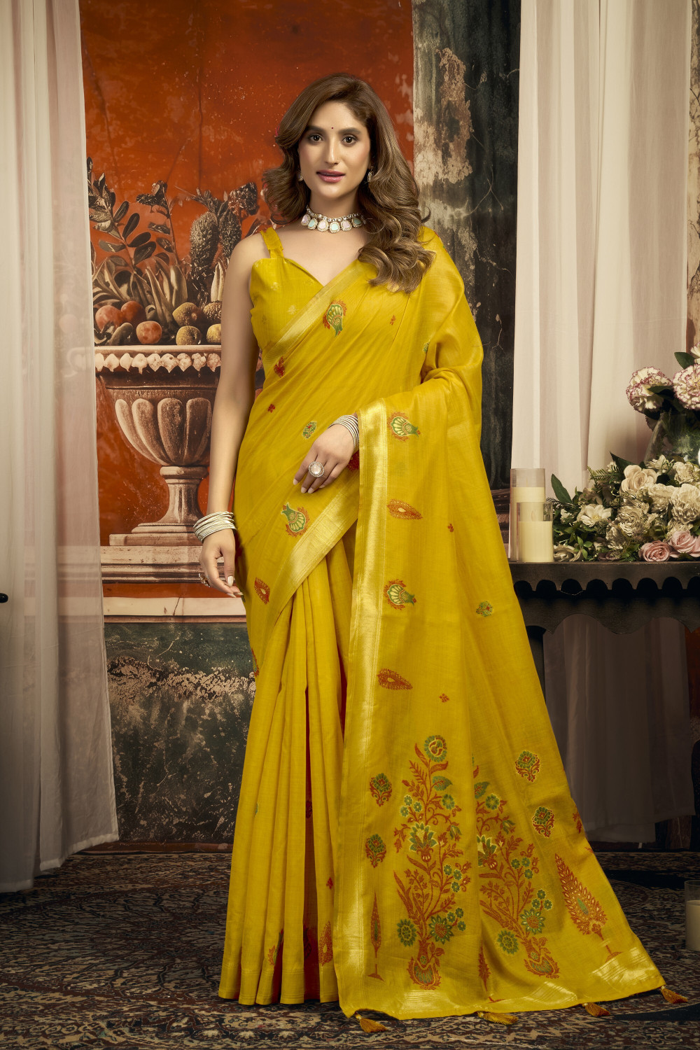 Image of Tasrika Printed Chanderi Cotton Silk Saree