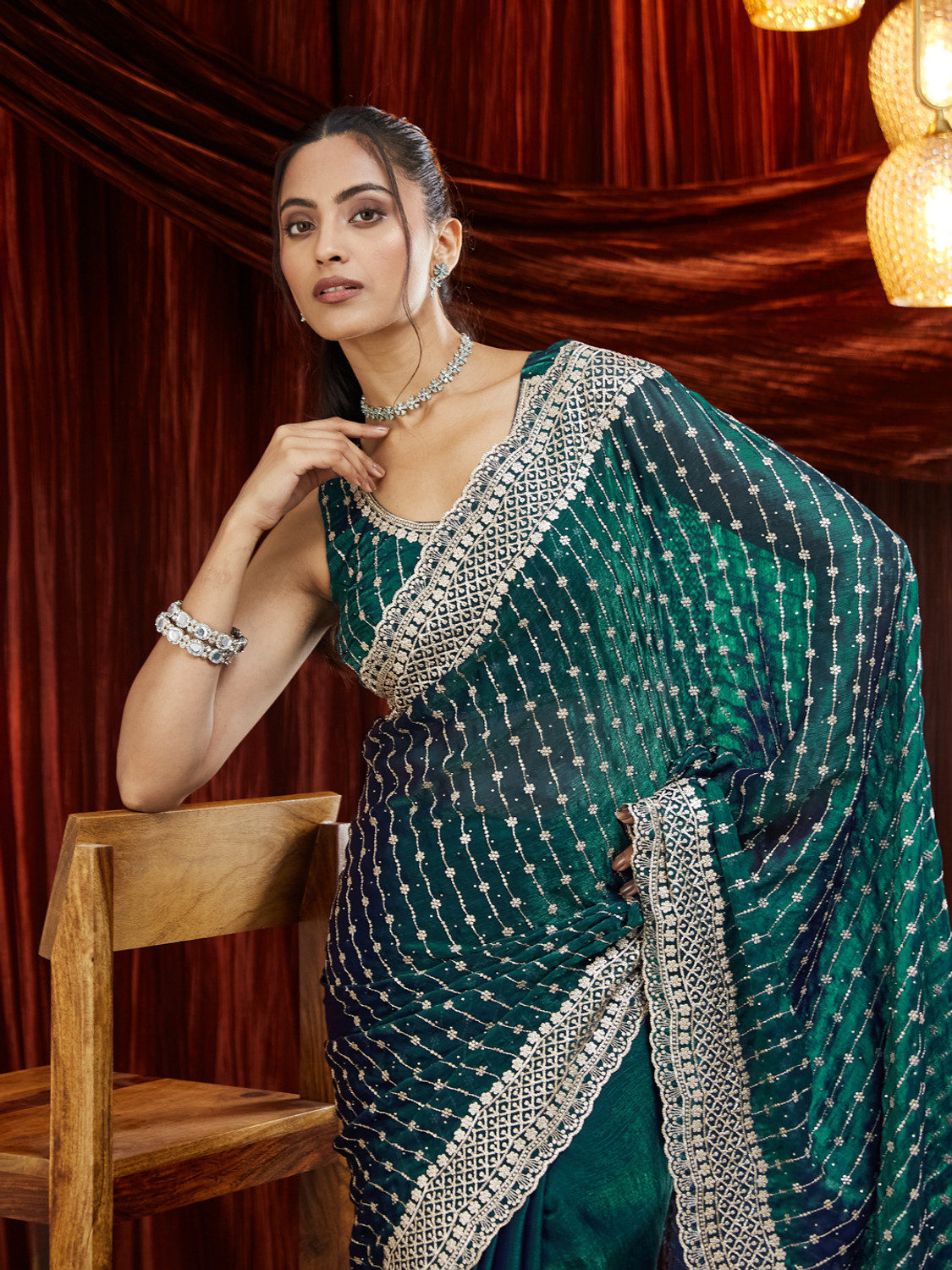 Image of KASEE Embroidered Bollywood Silk Blend Saree