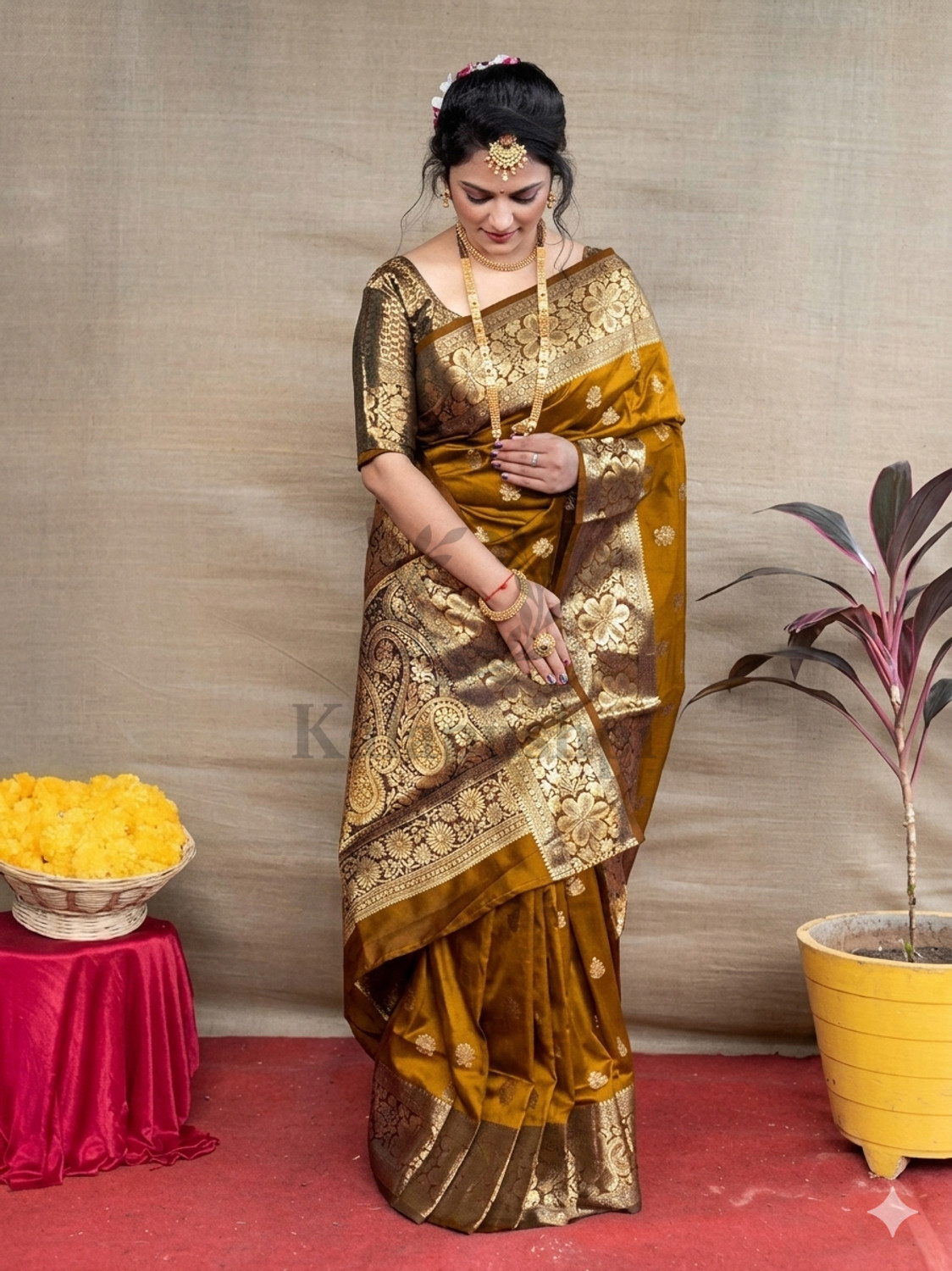Image of Abhilipsa Woven Banarasi Silk Blend, Pure Silk Saree