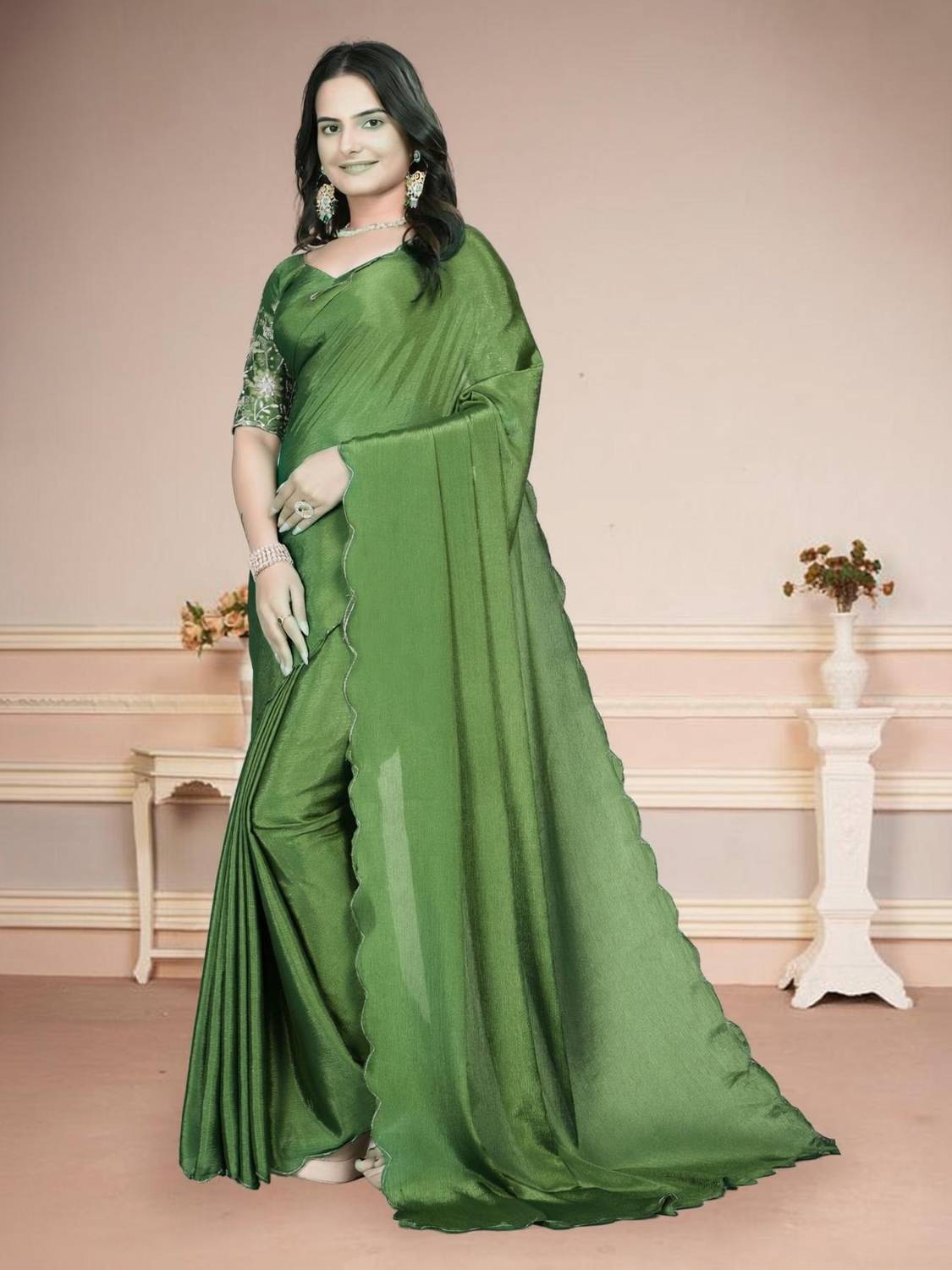 Infyshopy Embroidered, Self Design Bhagalpuri Georgette Saree