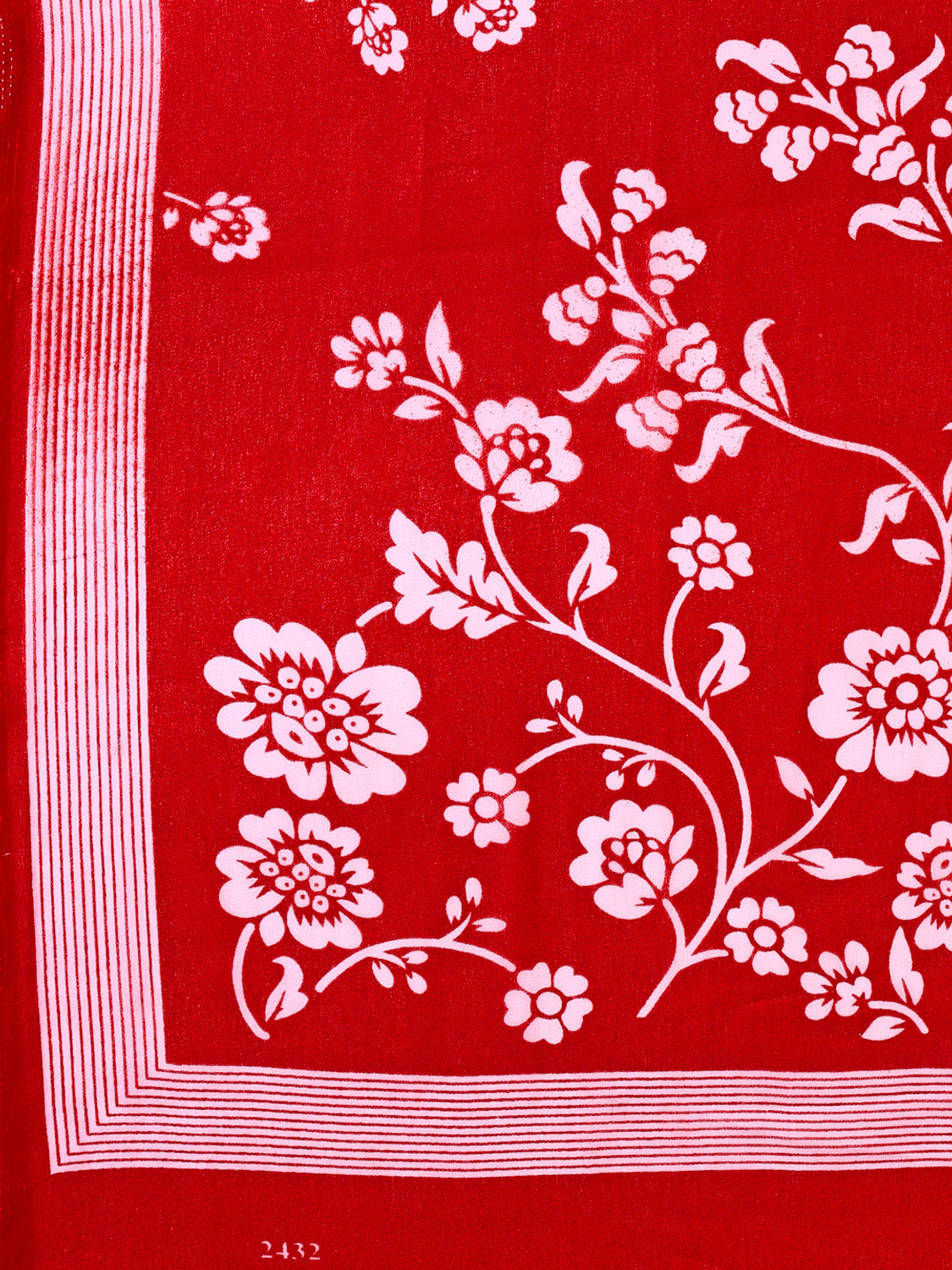 Image of VIBHAGYAA Floral Print, Printed Daily Wear Chiffon Saree (Red, White)