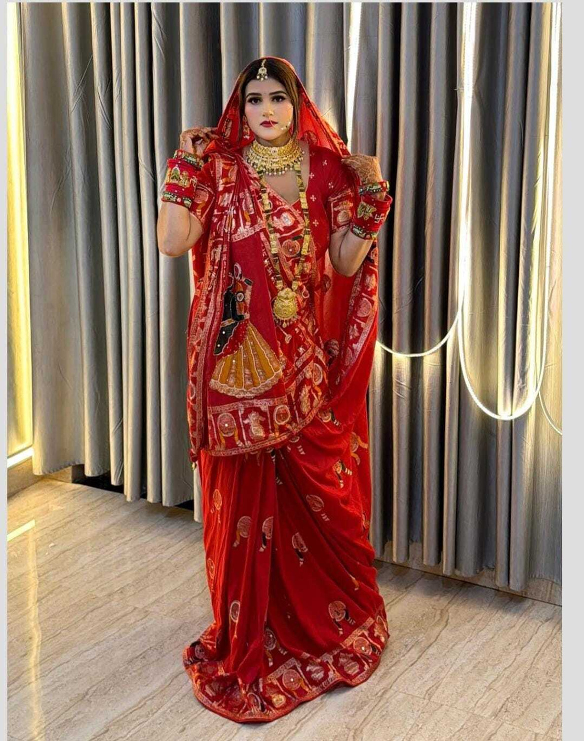 Image of Gajj Kesari World Embroidered Banarasi Chanderi Saree