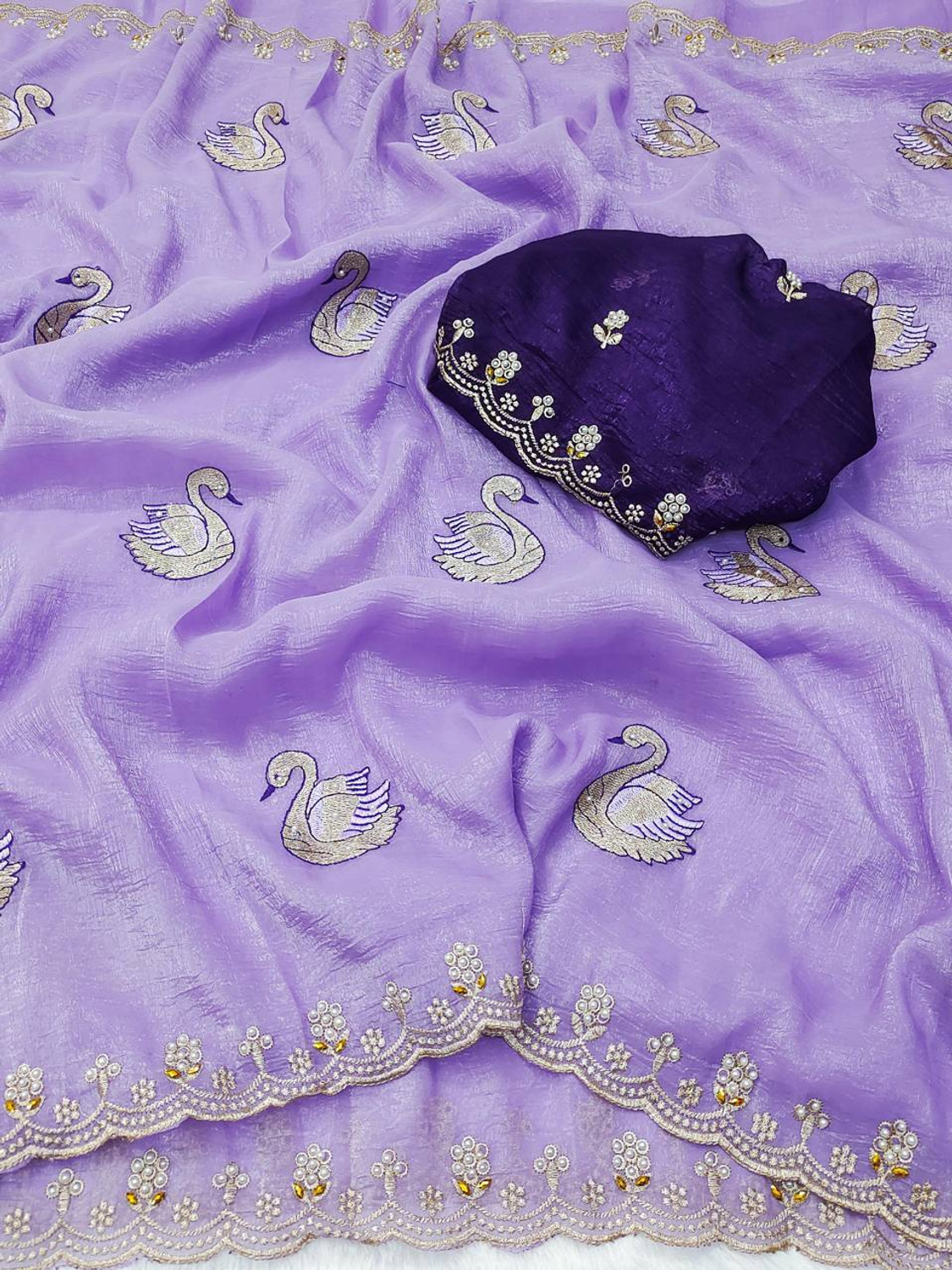 Image of STYLE BLOOM Embroidered Daily Wear Pure Silk Saree