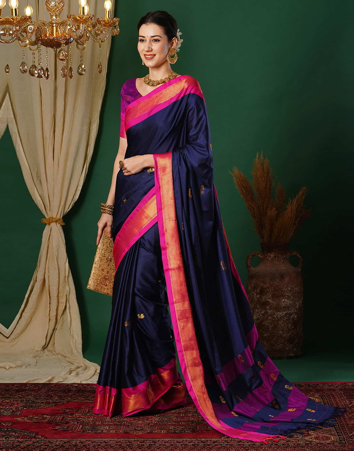 Image of WINKLECART Woven, Self Design Ikkat Cotton Silk Saree