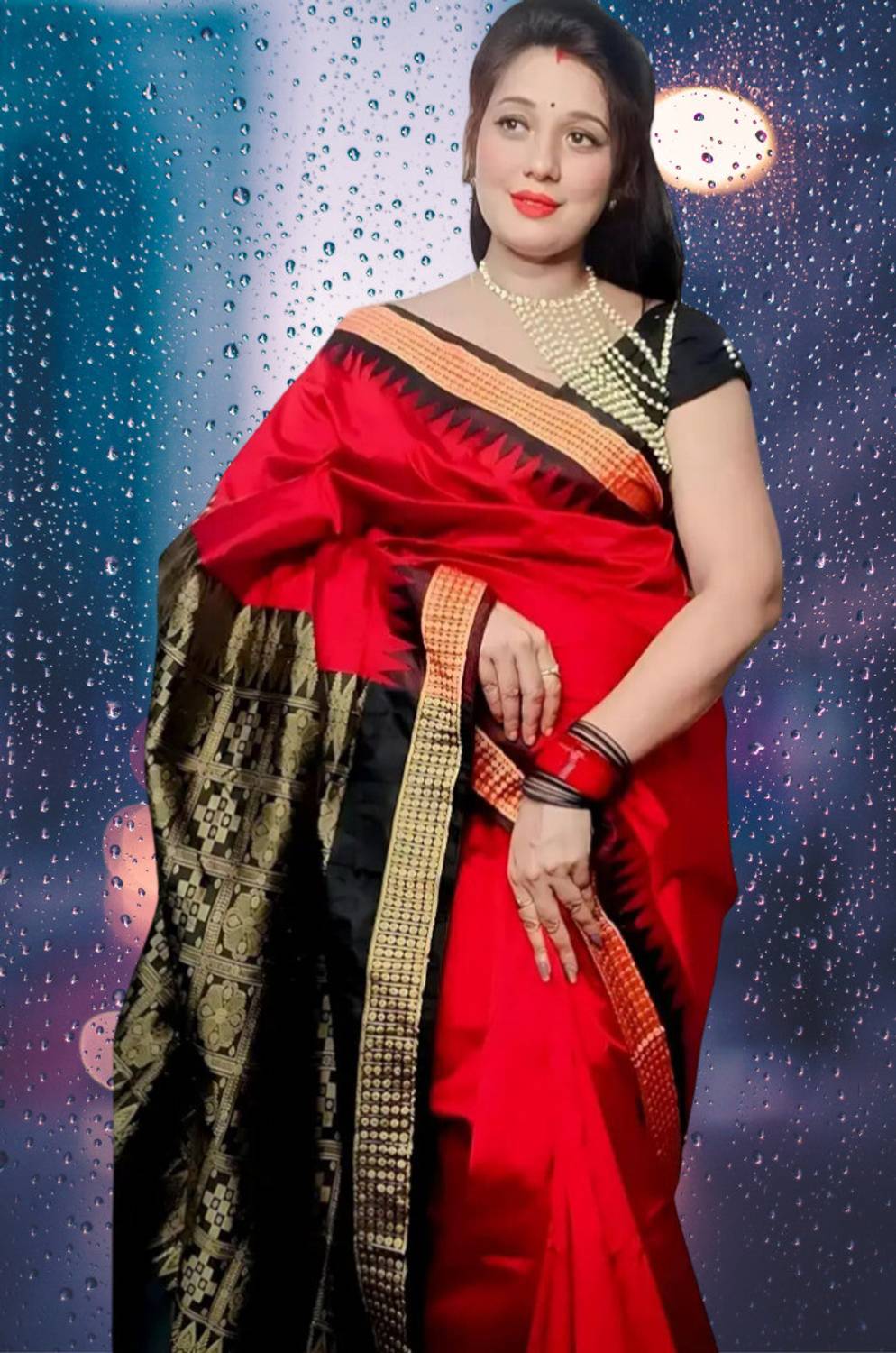 Afronza Temple Border, Solid/Plain, Self Design, Paisley Sambalpuri Cotton Blend, Pure Silk Saree