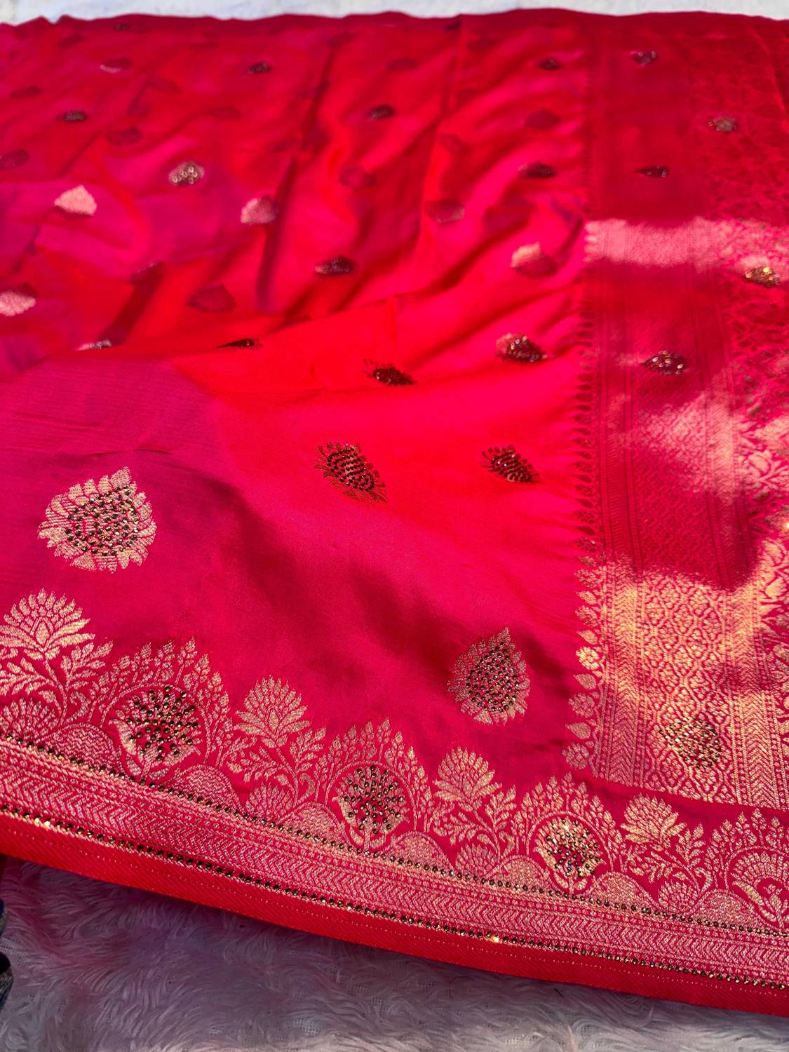 Banaras Silk Palace Woven Banarasi Silk Saree Pink - Image 3