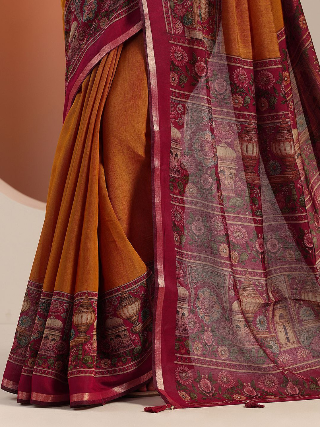 Image of LIBAS Solid /Plain Daily Wear Cotton Blend Saree
