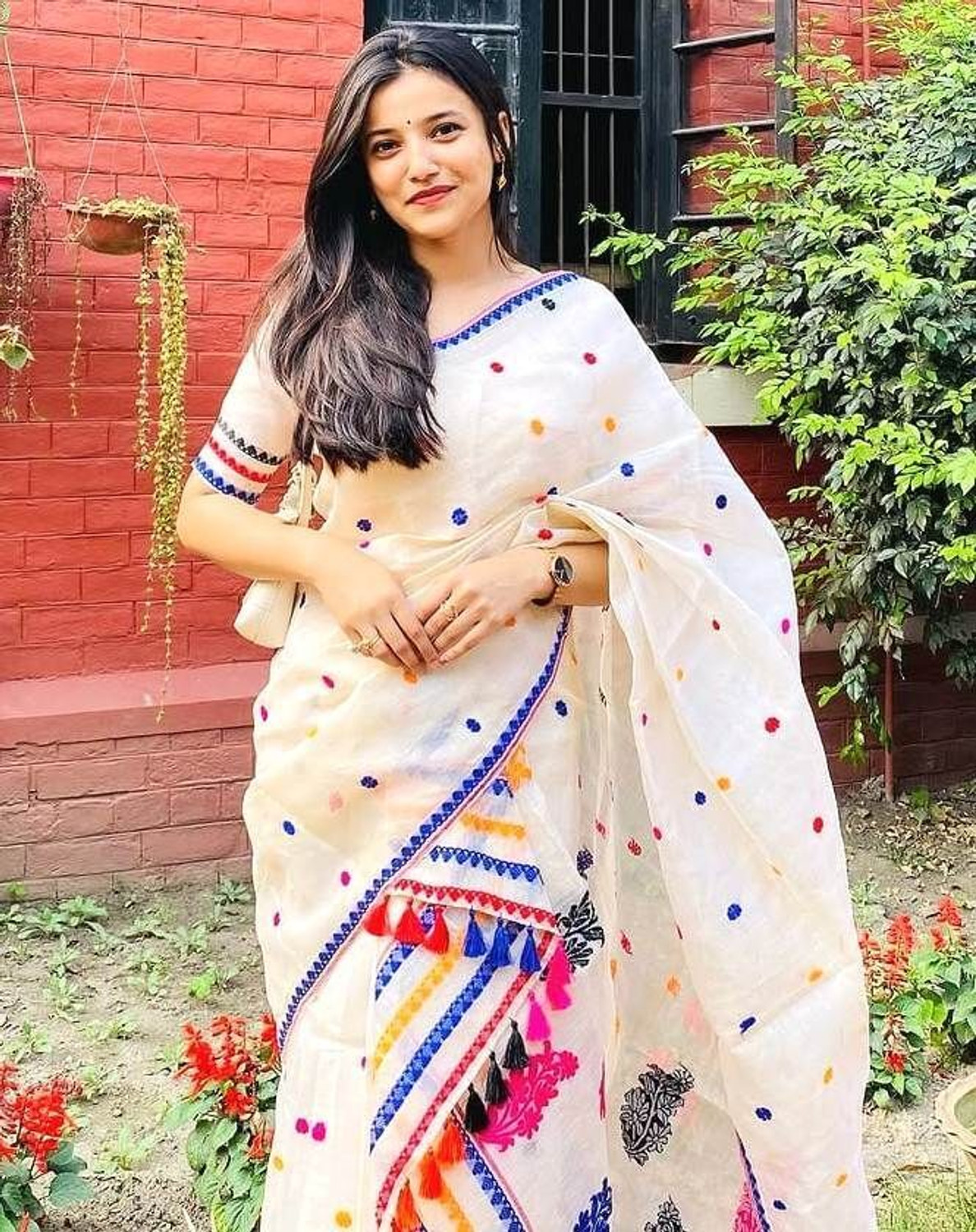 Image of Bihuwaari Woven Mekhela Chador Cotton Blend Saree