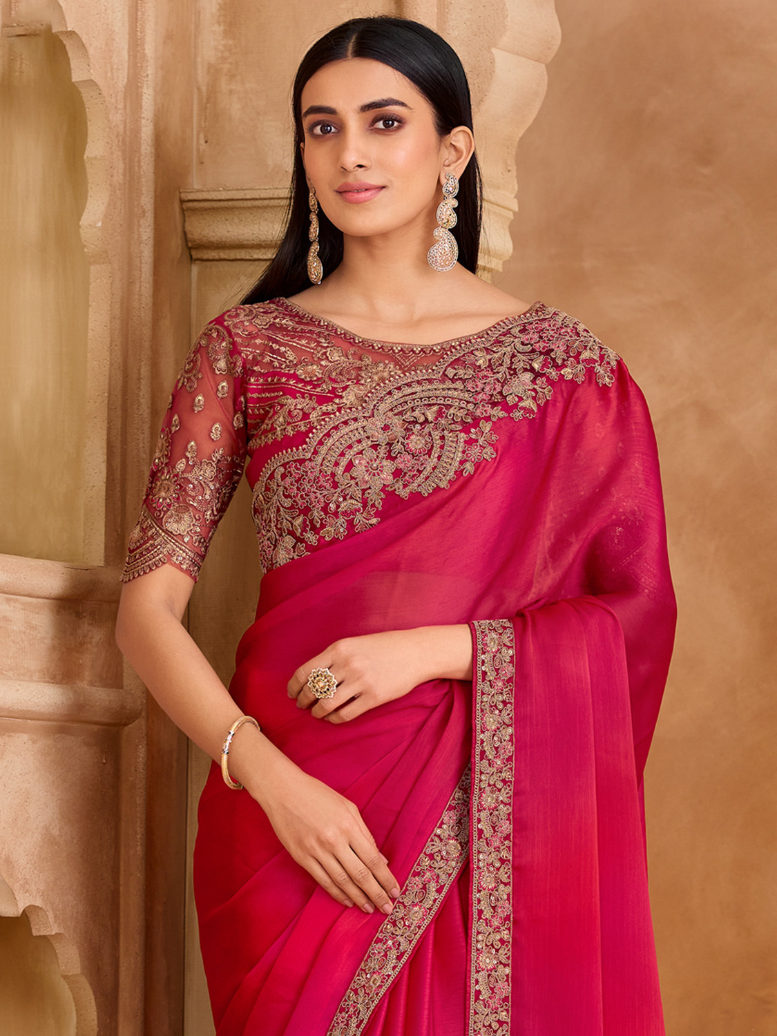 Image of Tasrika Embroidered Bollywood Satin Saree