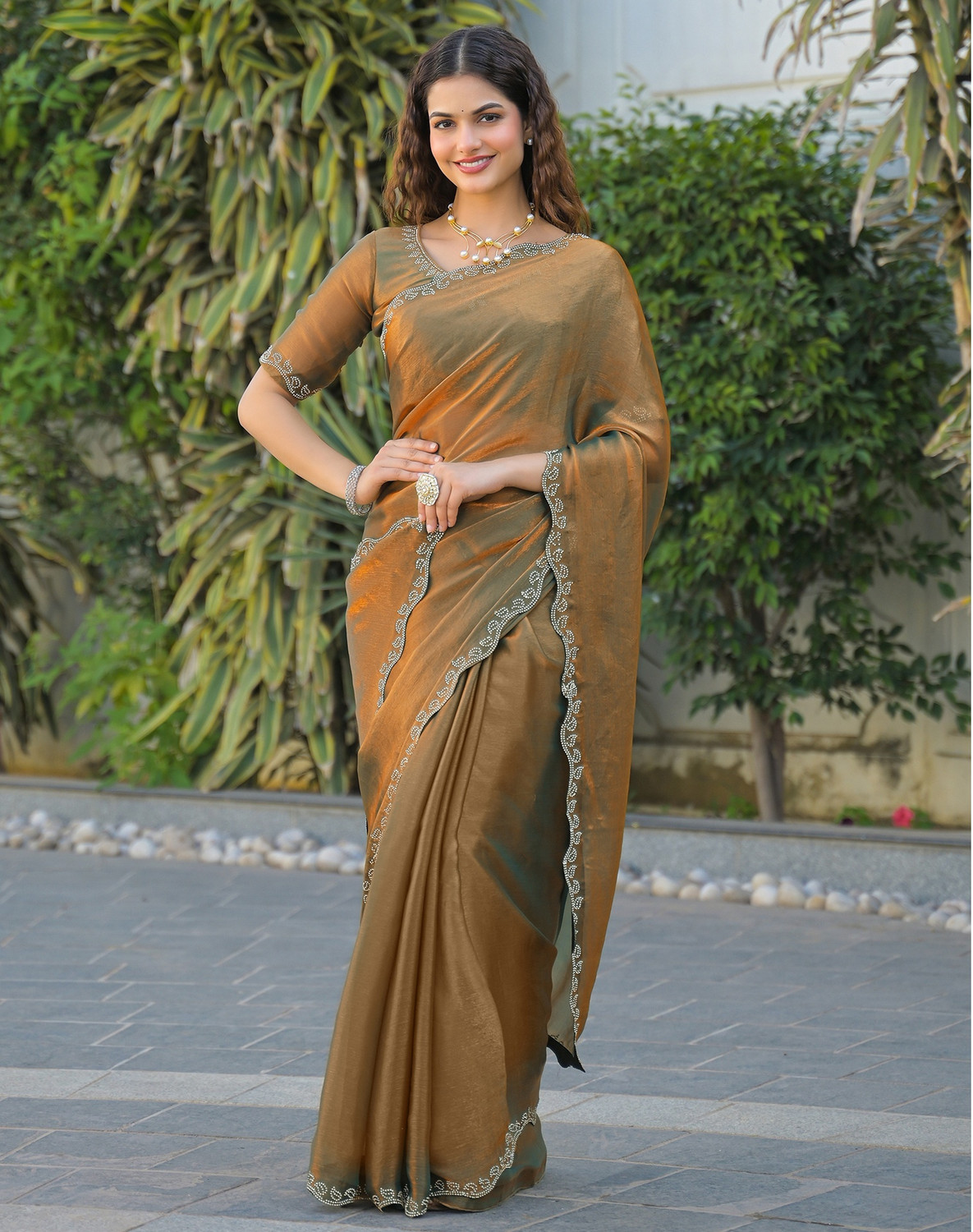 Image of Tasrika Embellished, Self Design Bollywood Chiffon Saree
