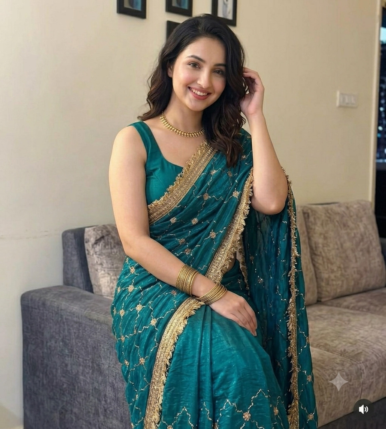 Image of ARTSUTRAA Embroidered Bollywood Pure Silk Saree (Multicolor)
